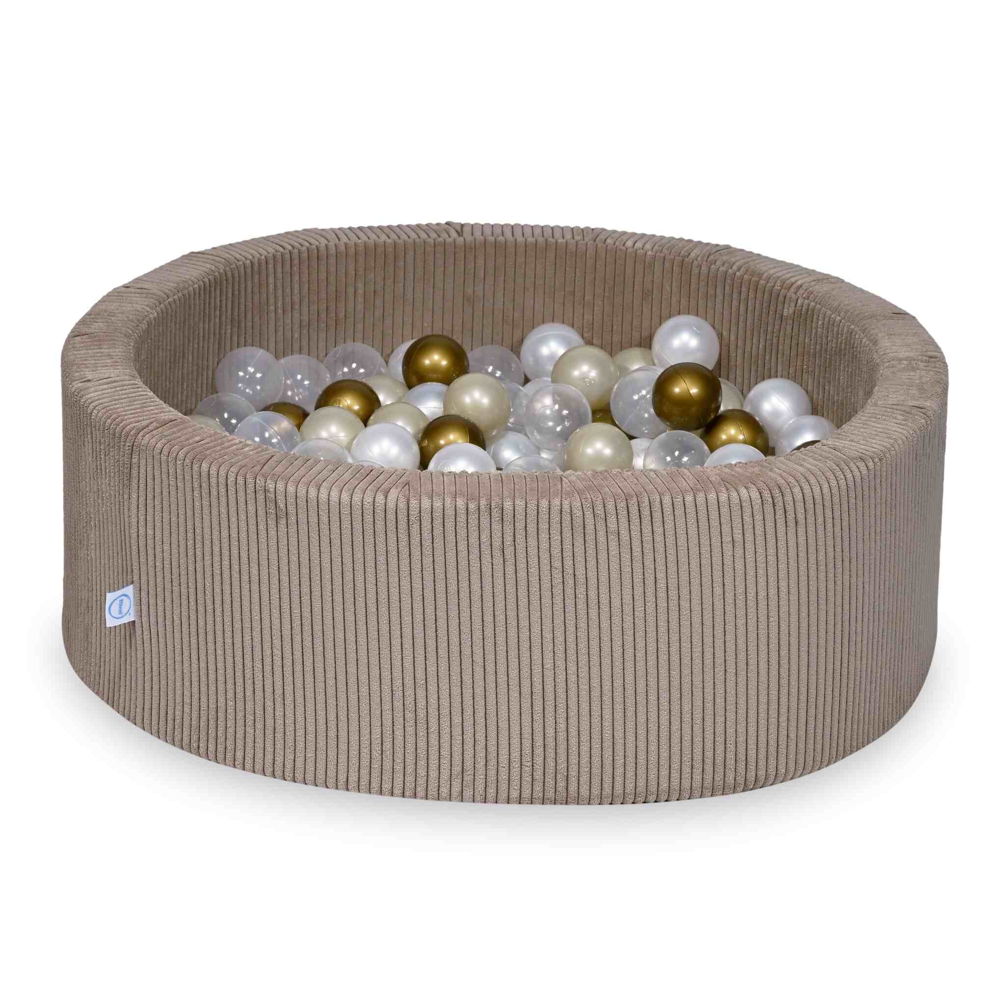 Schaumstoffspielbereich mit rundem, 90 x 30 cm großem, geripptem Toffee-Poolbecken + 5 Elementen + 200 Bällen