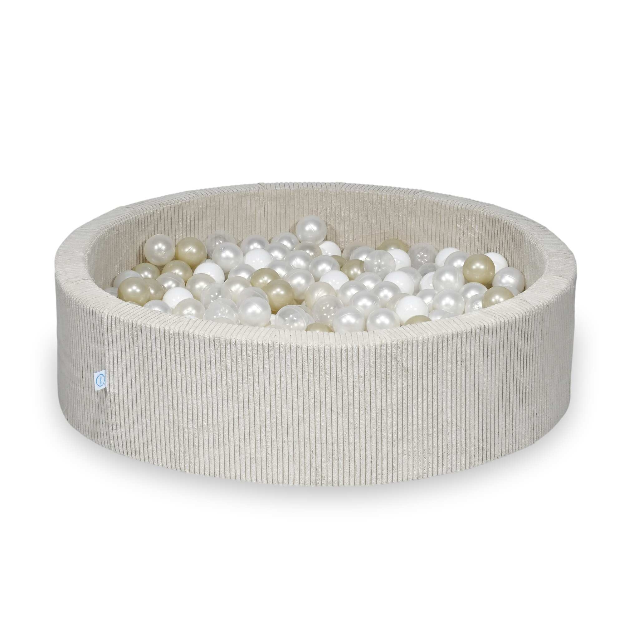 Piscine à balles en velours côtelé beige 110x30 cm avec 400 balles