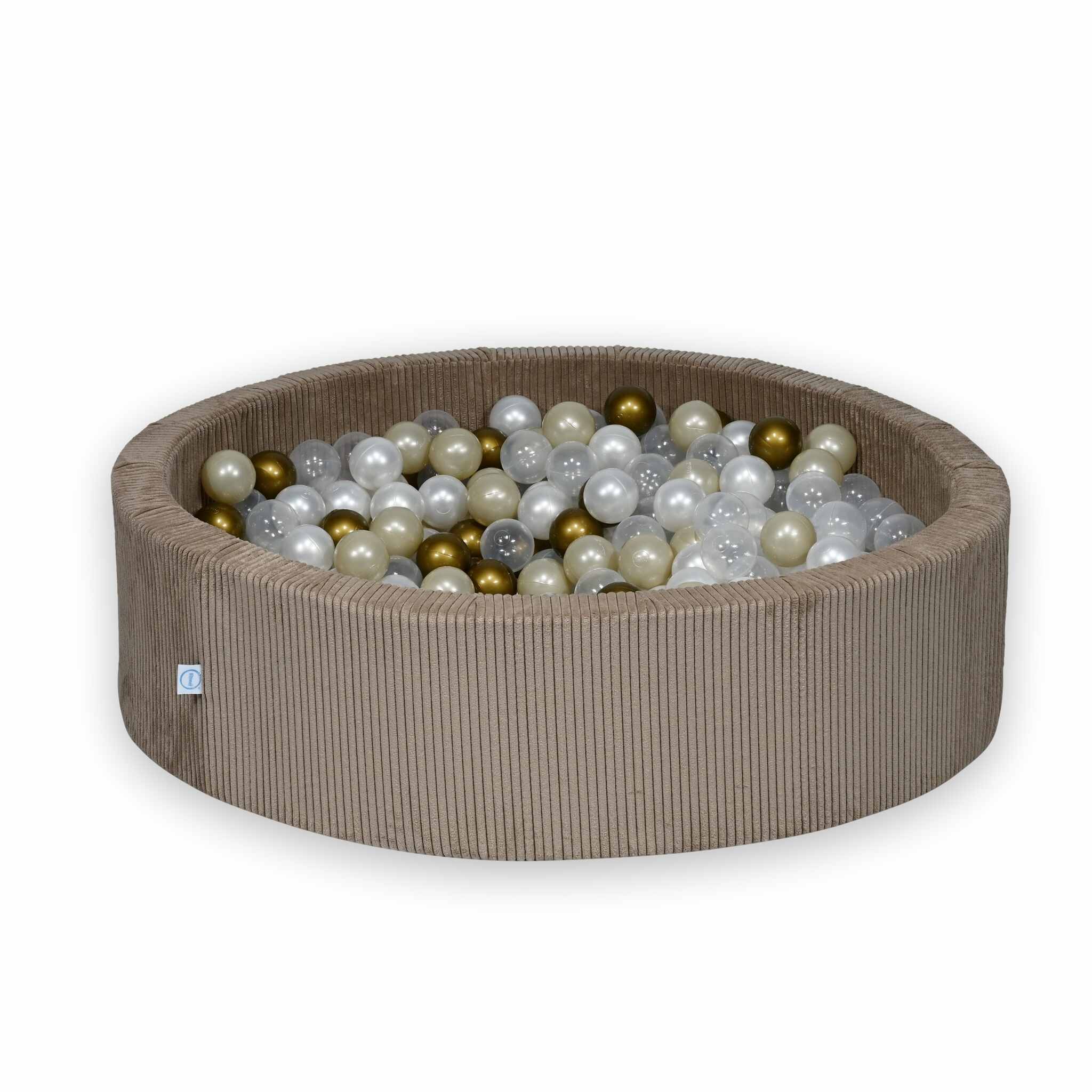 Piscine à balles en velours côtelé Toffee 110x30 cm avec 400 balles