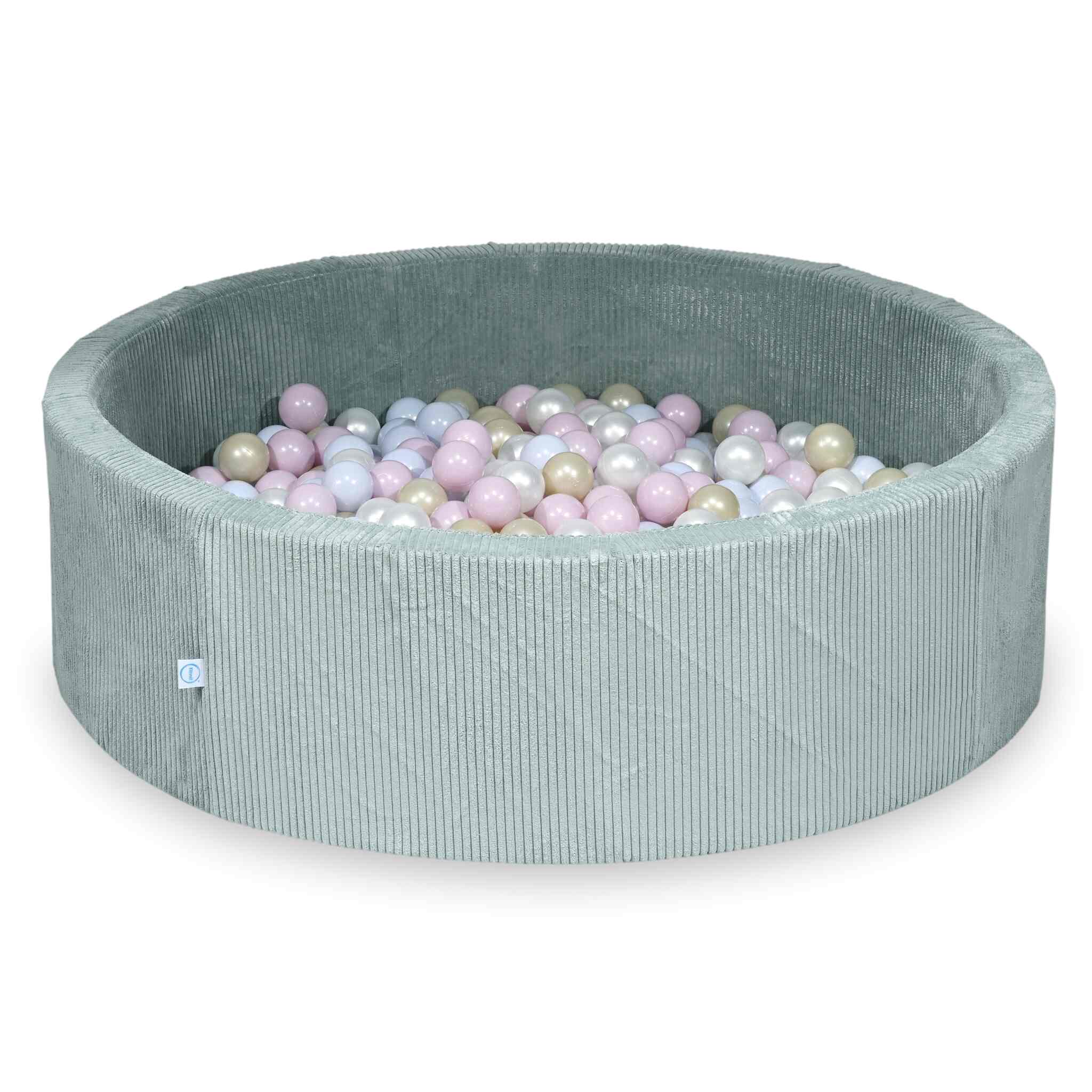 Piscine à balles en velours côtelé menthe claire 130x40 cm avec 700 balles