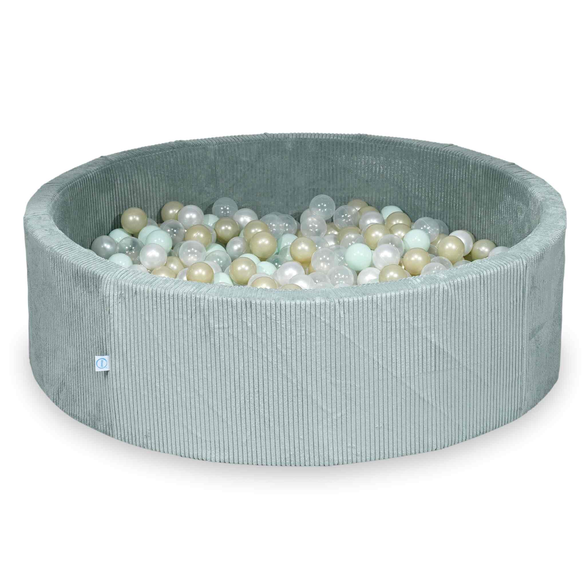 Piscine à balles en velours côtelé menthe claire 130x40 cm avec 700 balles