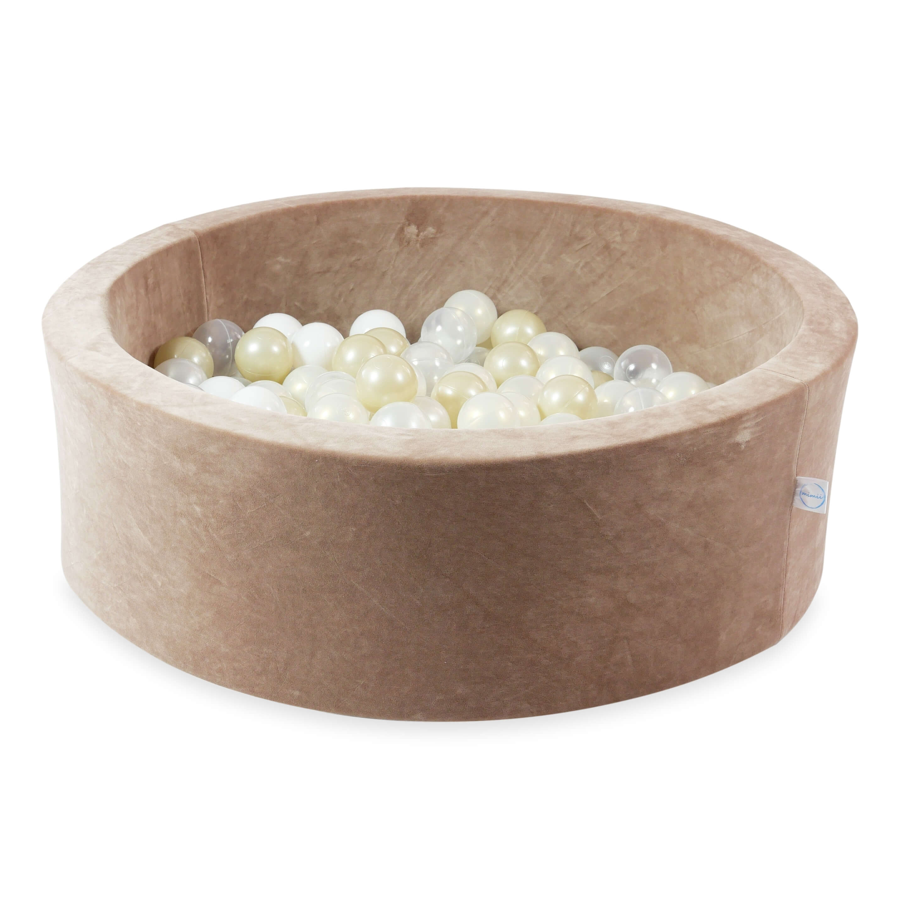 Schaumstoffspielbereich mit rundem, samtweichem, braunem Pool (90 x 30 cm) + 5 Elementen + 200 Bällen