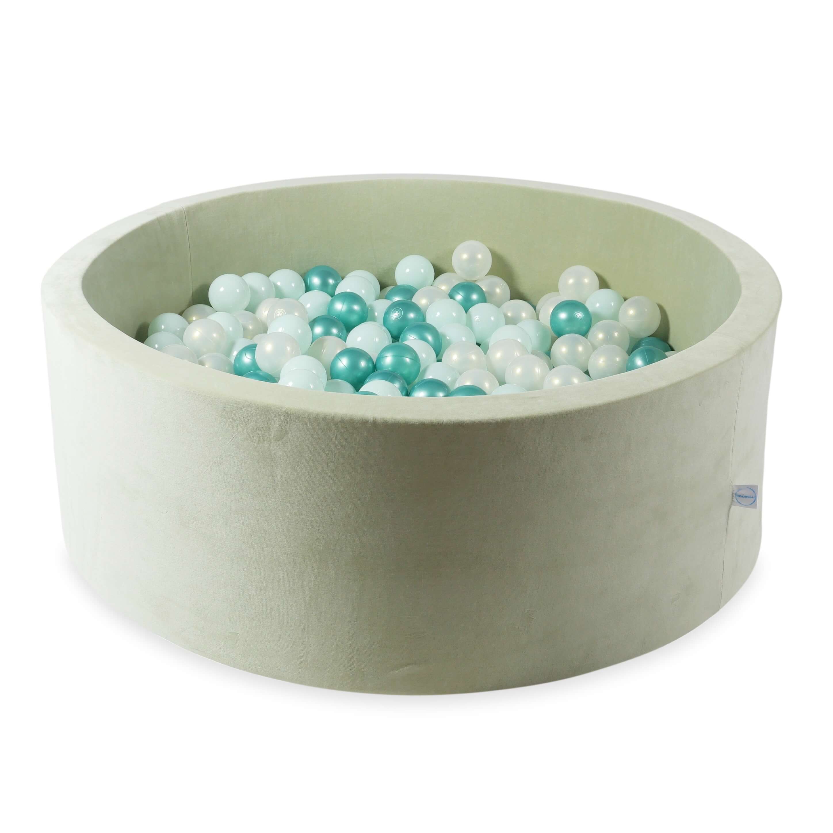 Piscine à balles en velvet soft pistachio 110x40 cm avec 500balles