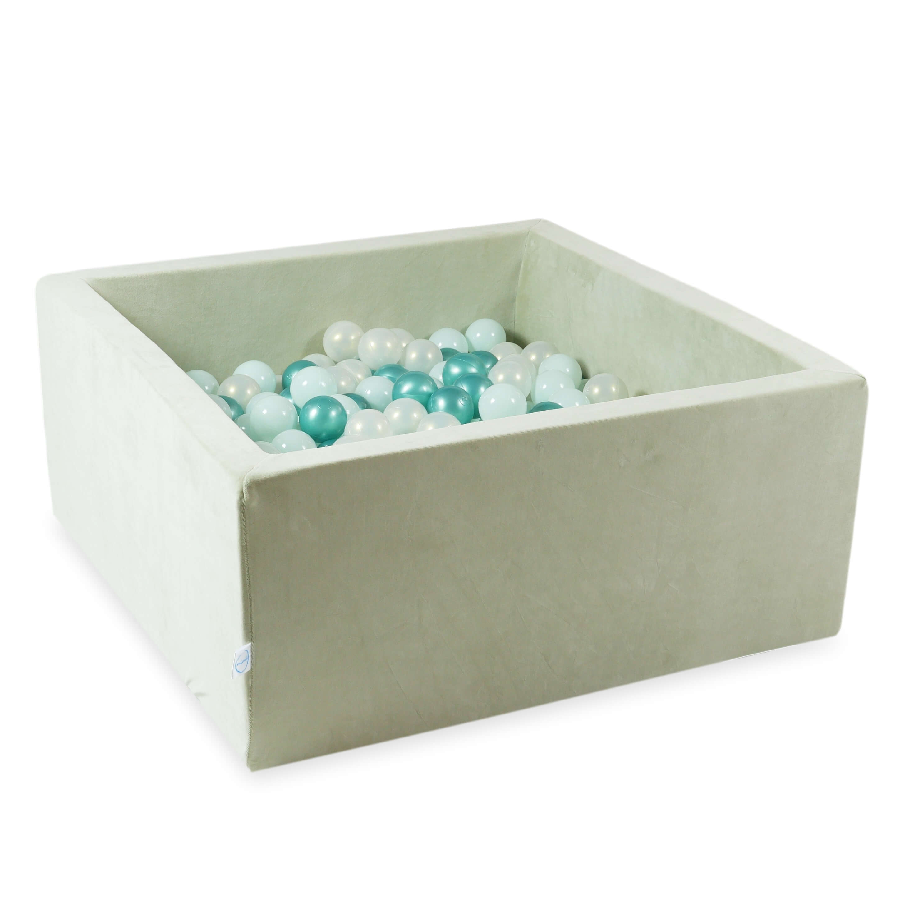 Piscine à balles carrée 90x90x40 cm en velvet soft Pistachio, 400 balles