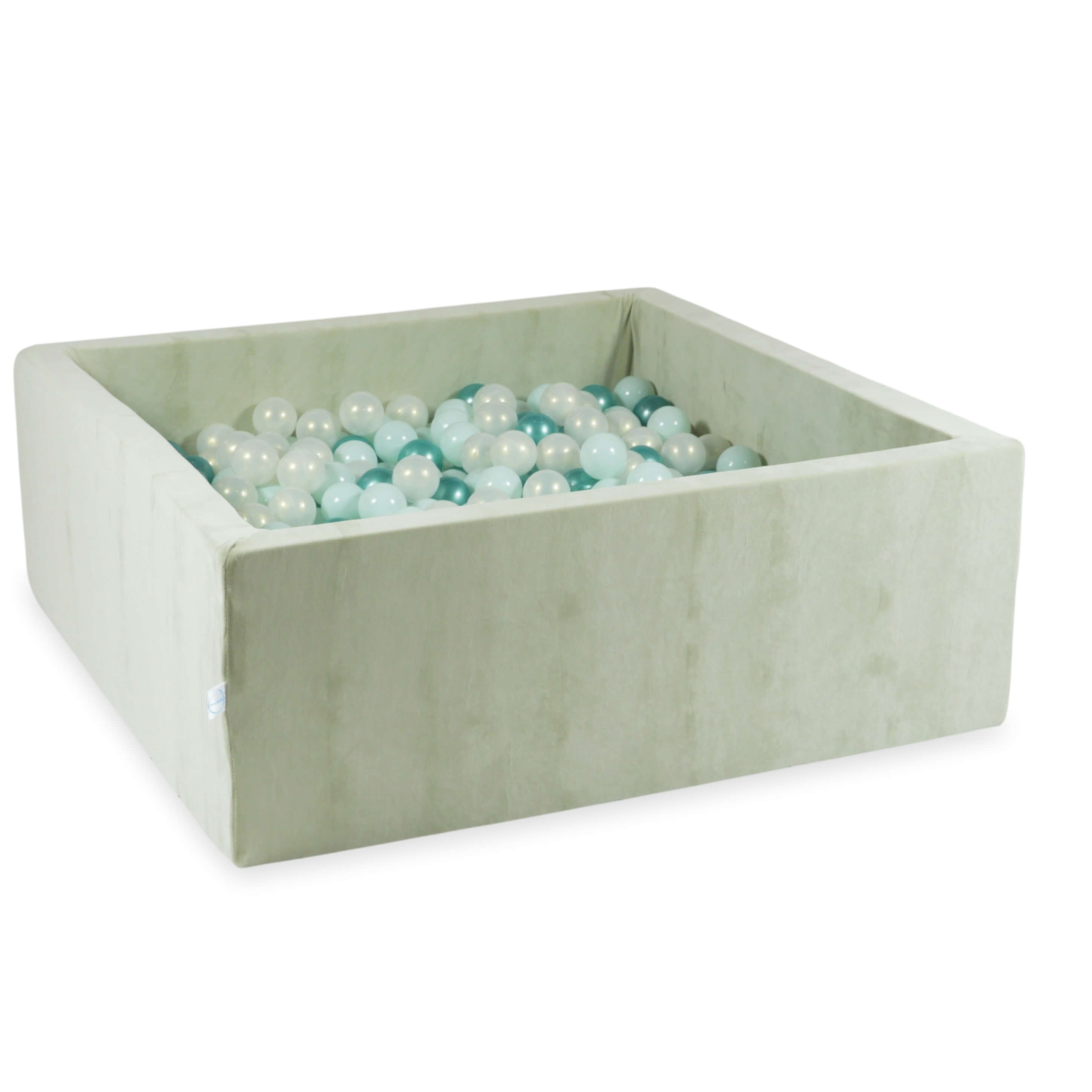 Piscine à balles carrée 110x110x40 cm en velvet soft Pistachio, 600 balles