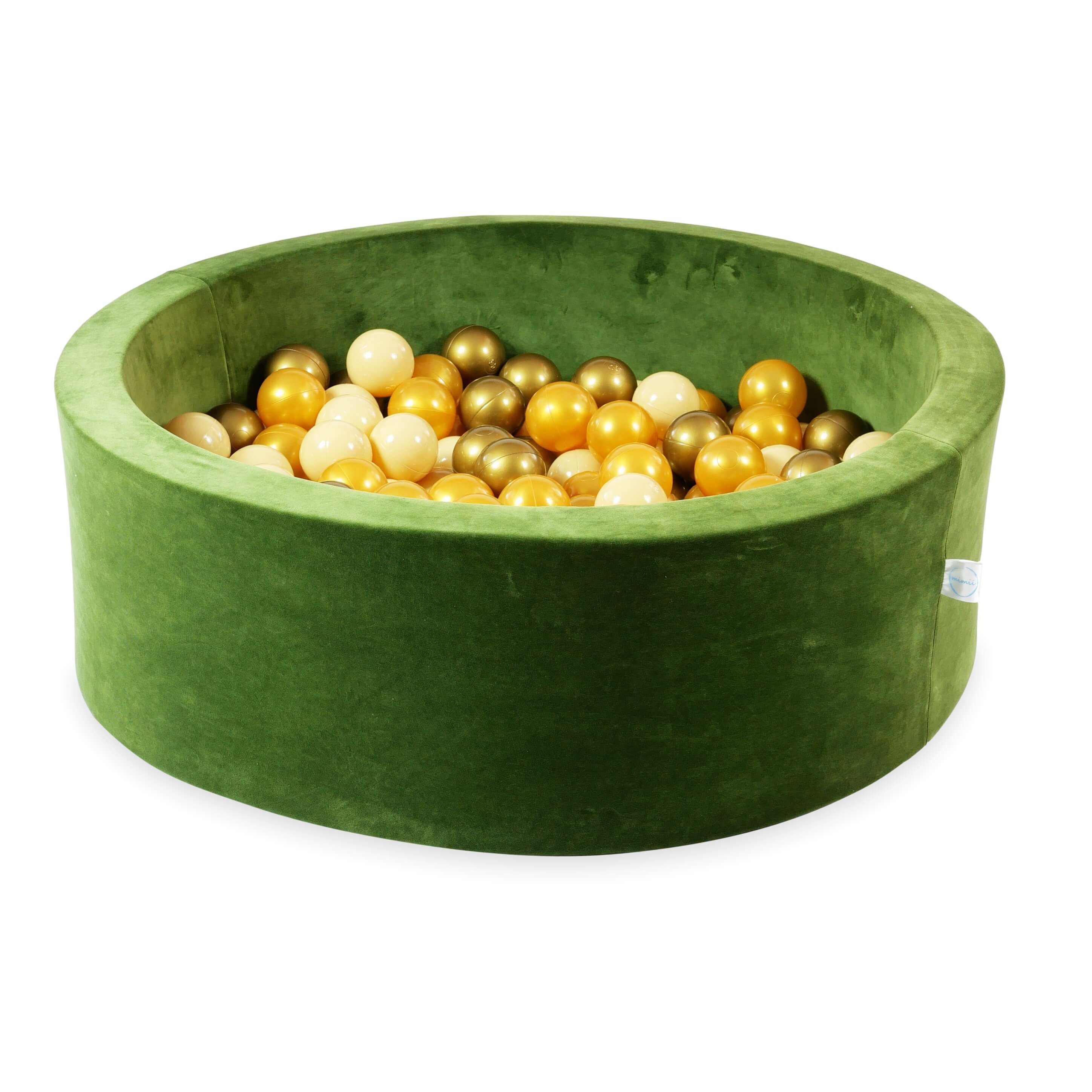 Schaumstoffspielbereich mit rundem, 90 x 30 cm großem, samtweichem, olivgrünem Pool + 5 Elementen + 200 Bällen