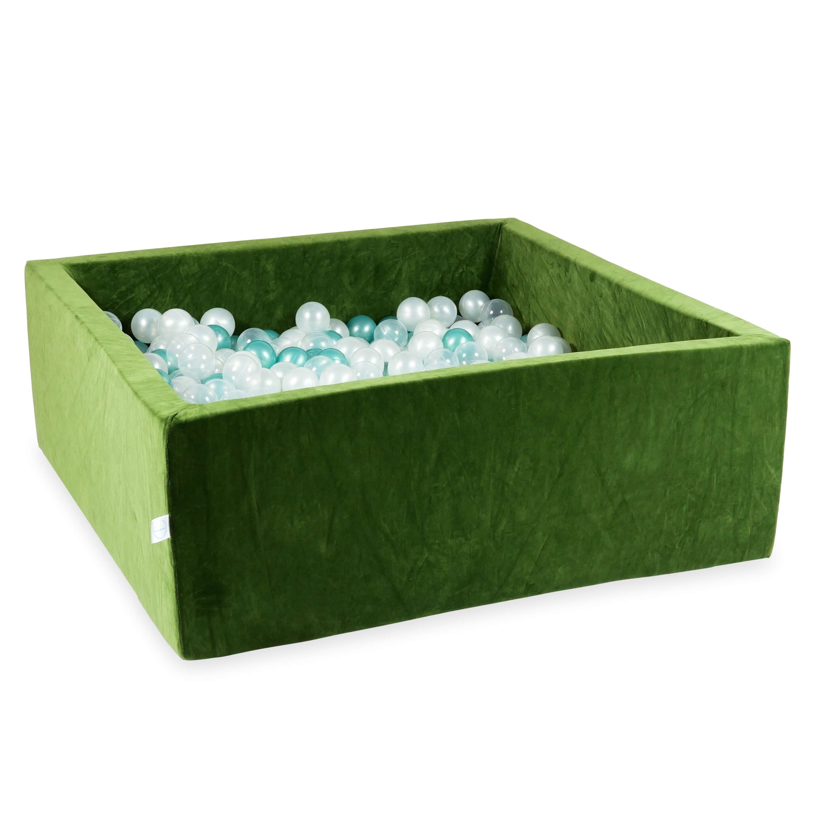 Piscine à balles carrée 110x110x40 cm en velvet soft Olive, 600 balles