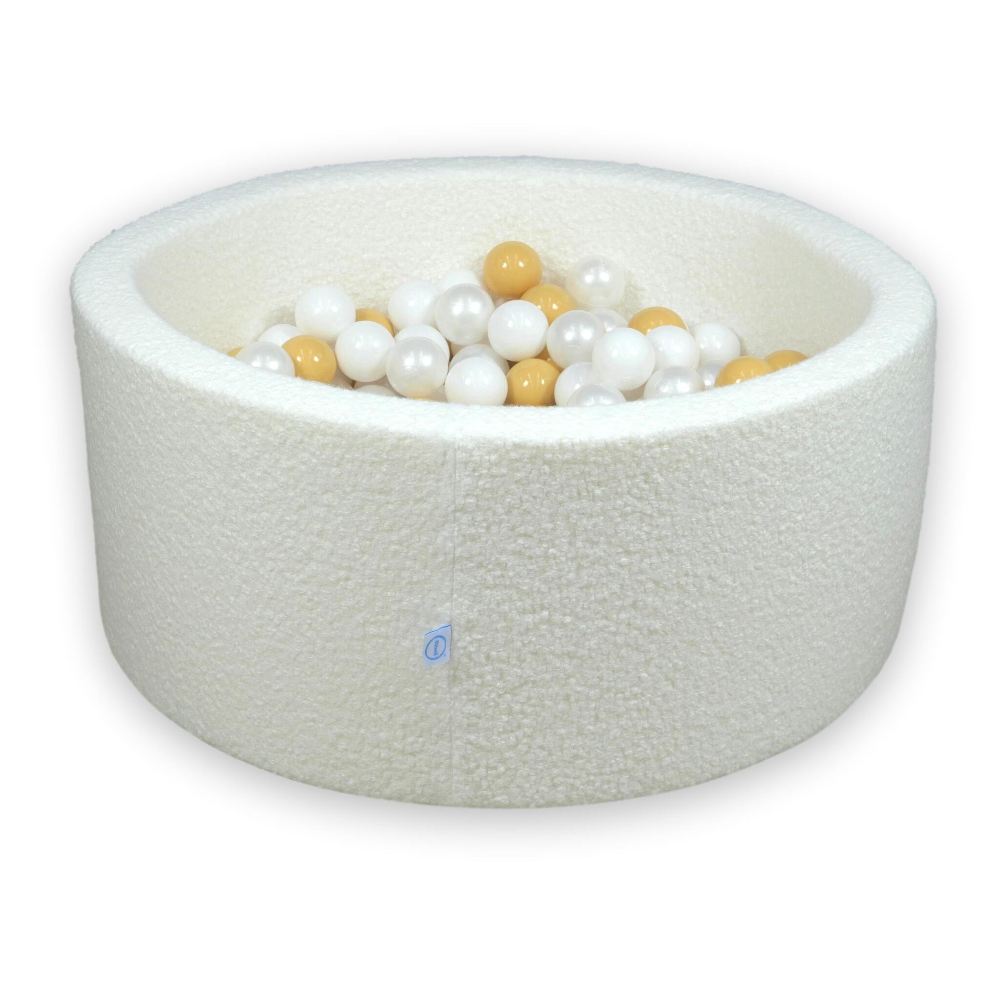 Piscine à balles en velours  Boucle Blanc 90x40 cm avec 300 balles