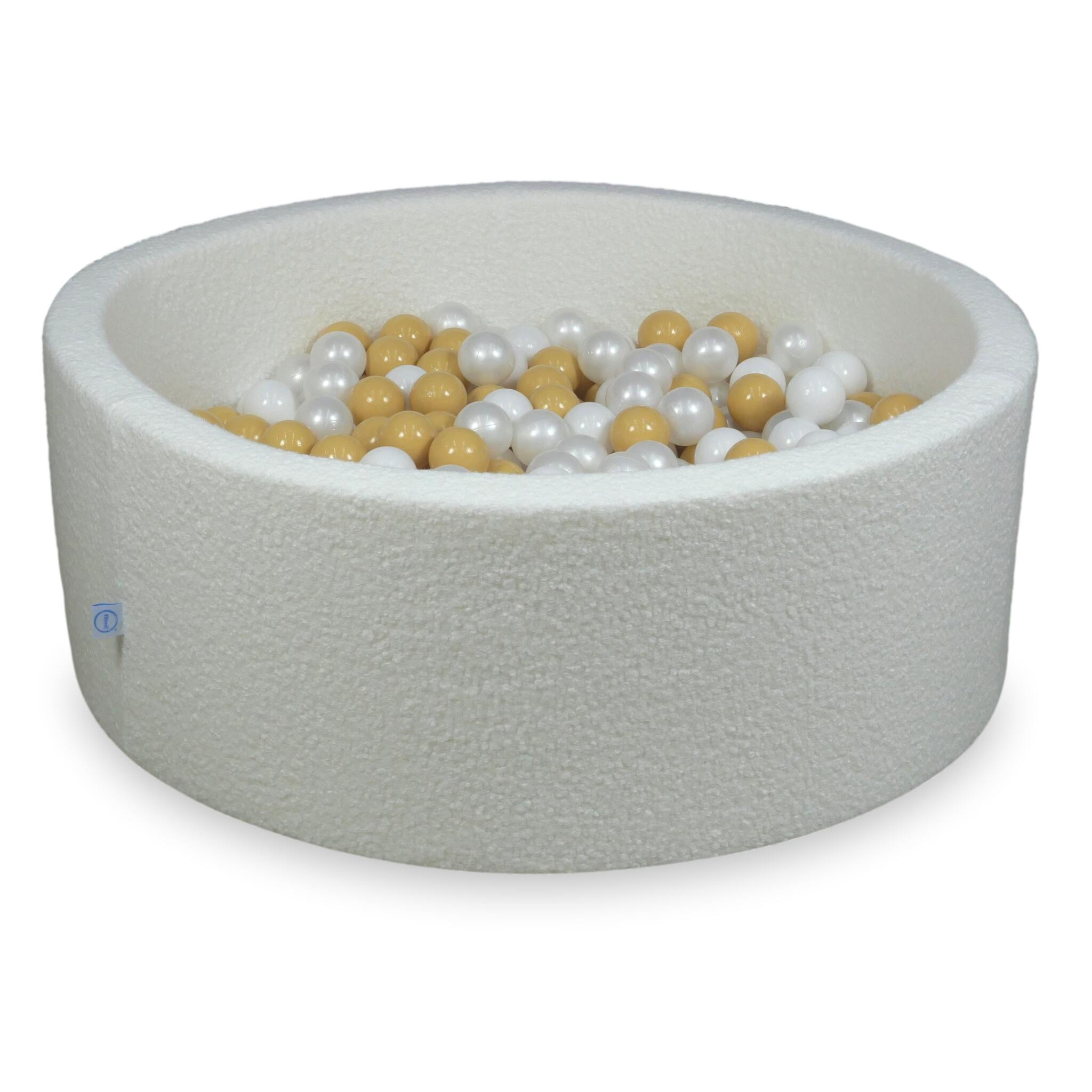 Piscine à balles en velours  Boucle Blanc 110x40 cm avec 500balles