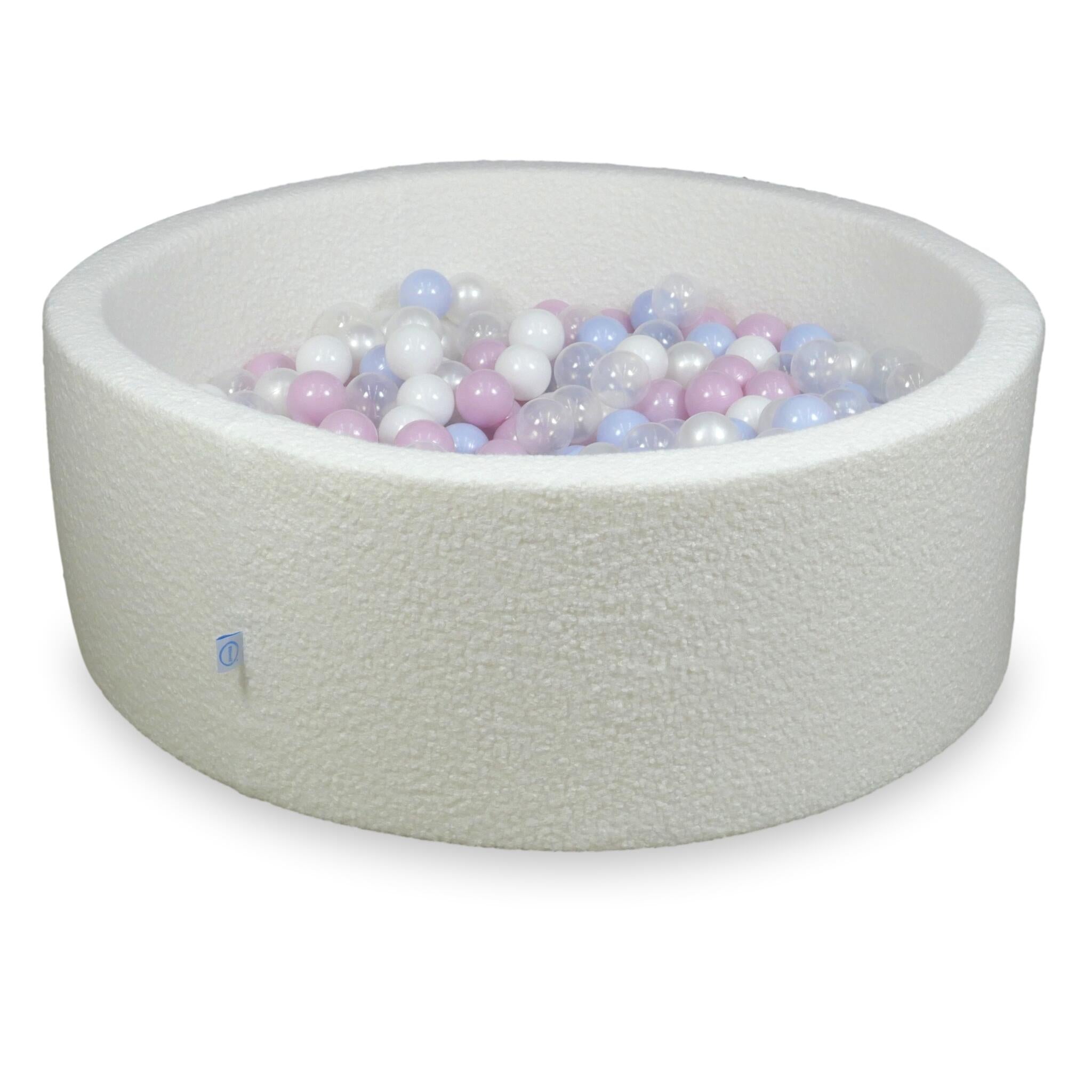 Piscine à balles en velours  Boucle Blanc 110x40 cm avec 500balles