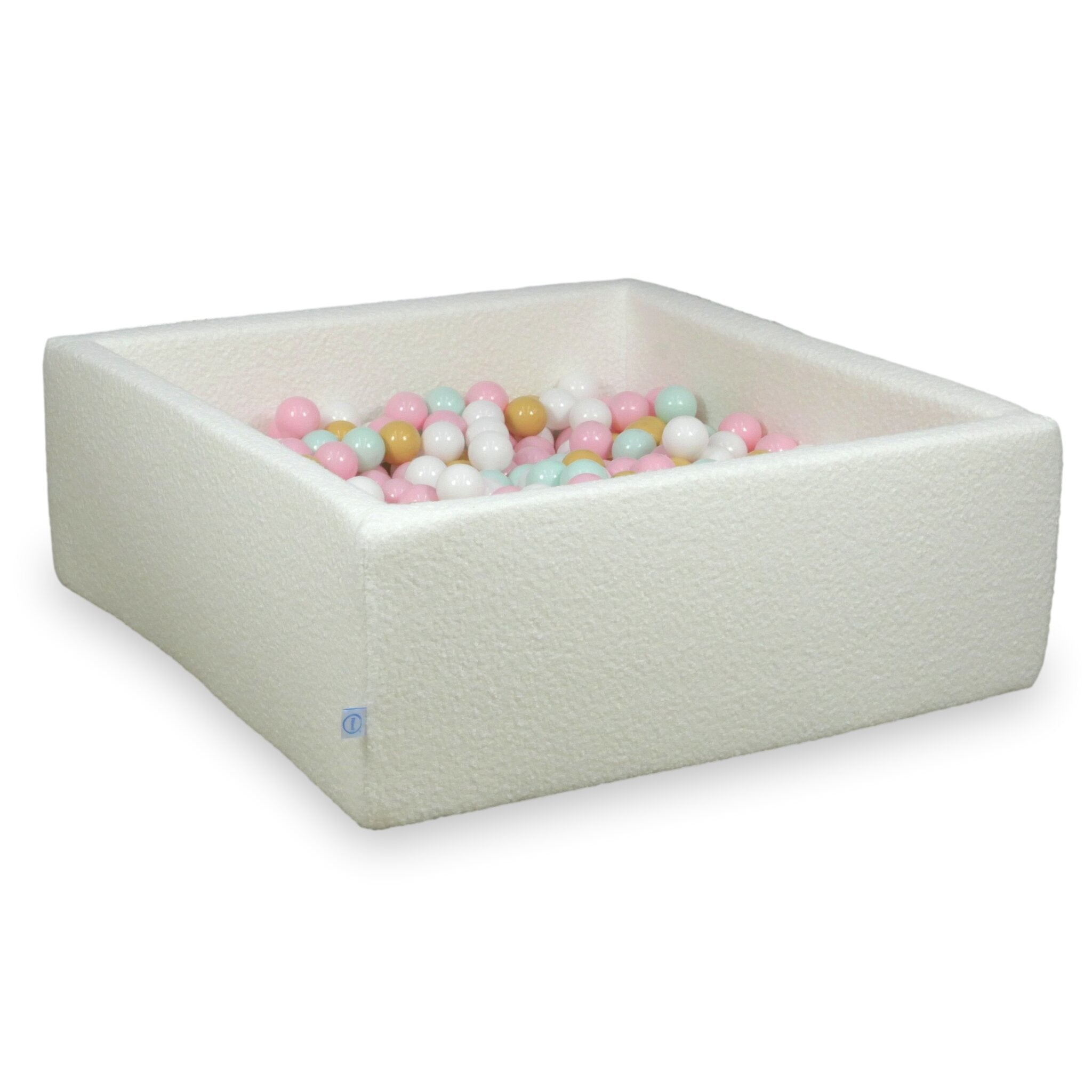 Piscine à balles carrée 110x110x40 cm en Bouclé Blanc, 600 balles