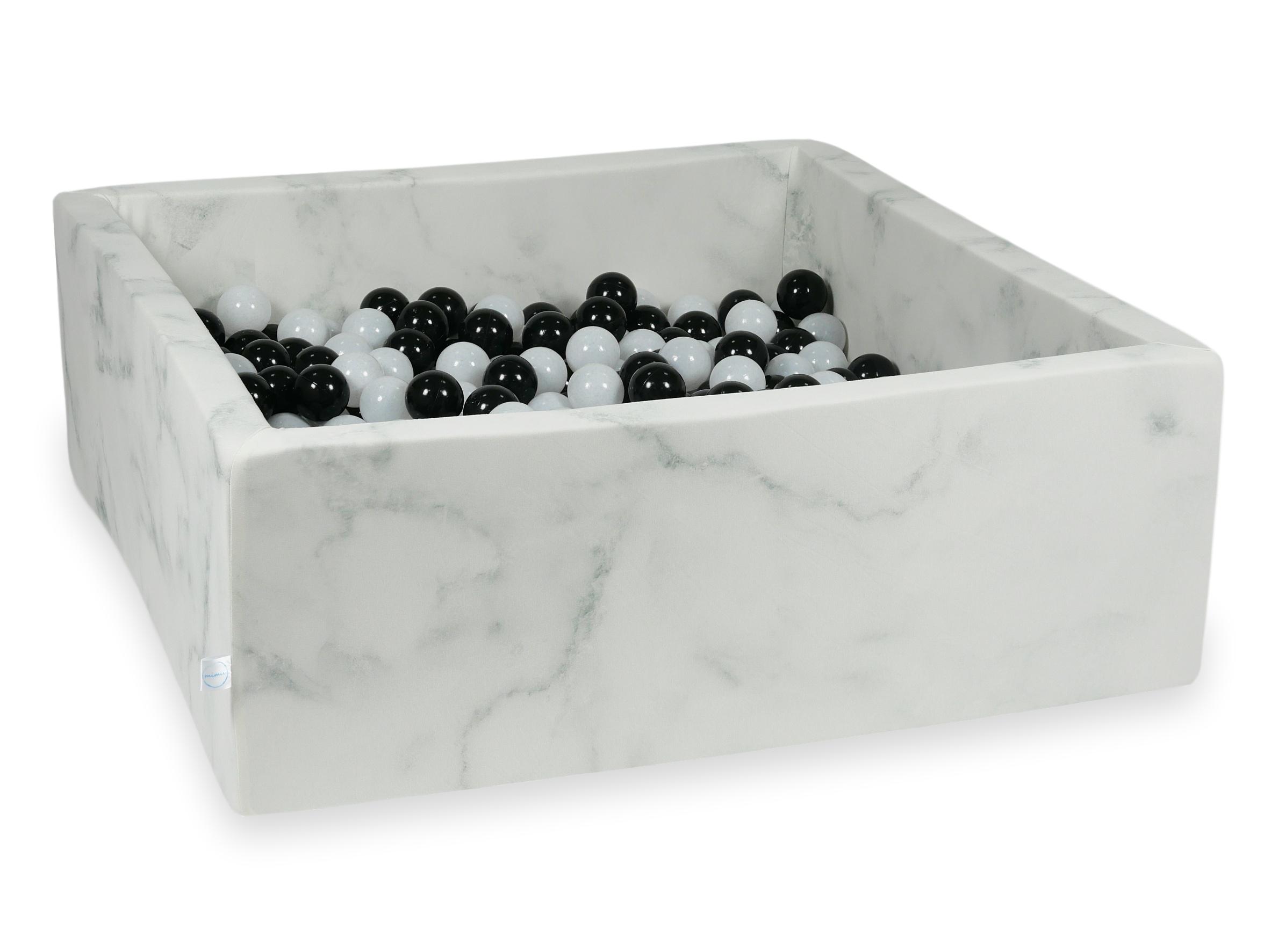 Piscine à balles carrée 110x110x40 cm en velours Marble, 600 balles