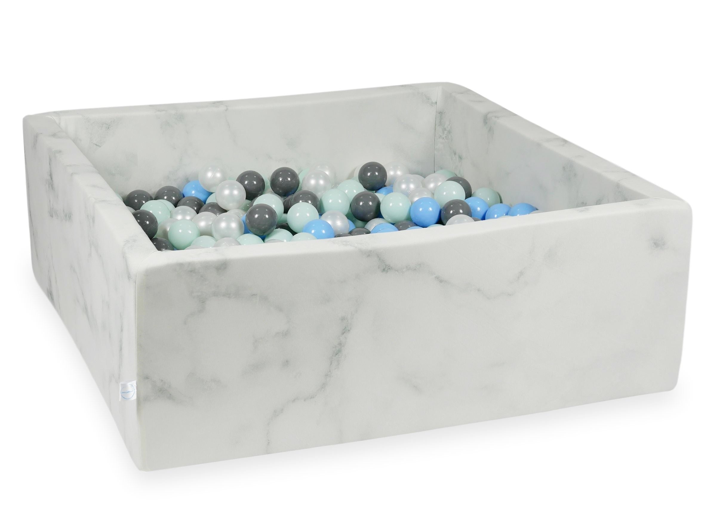 Piscine à balles carrée 110x110x40 cm en velours Marble, 600 balles