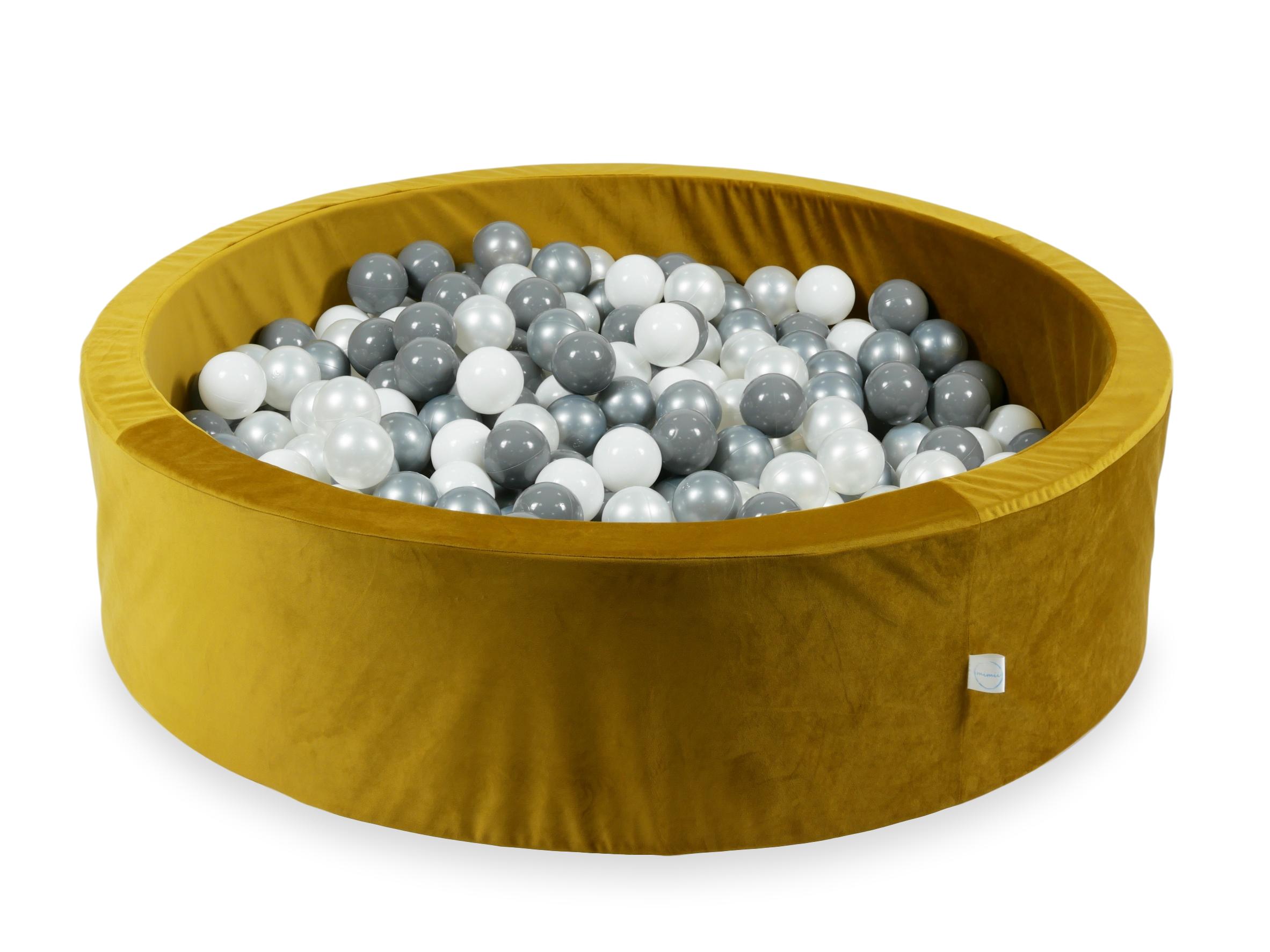 Piscine à balles en velours velvet dore 110x30 cm avec 400 balles