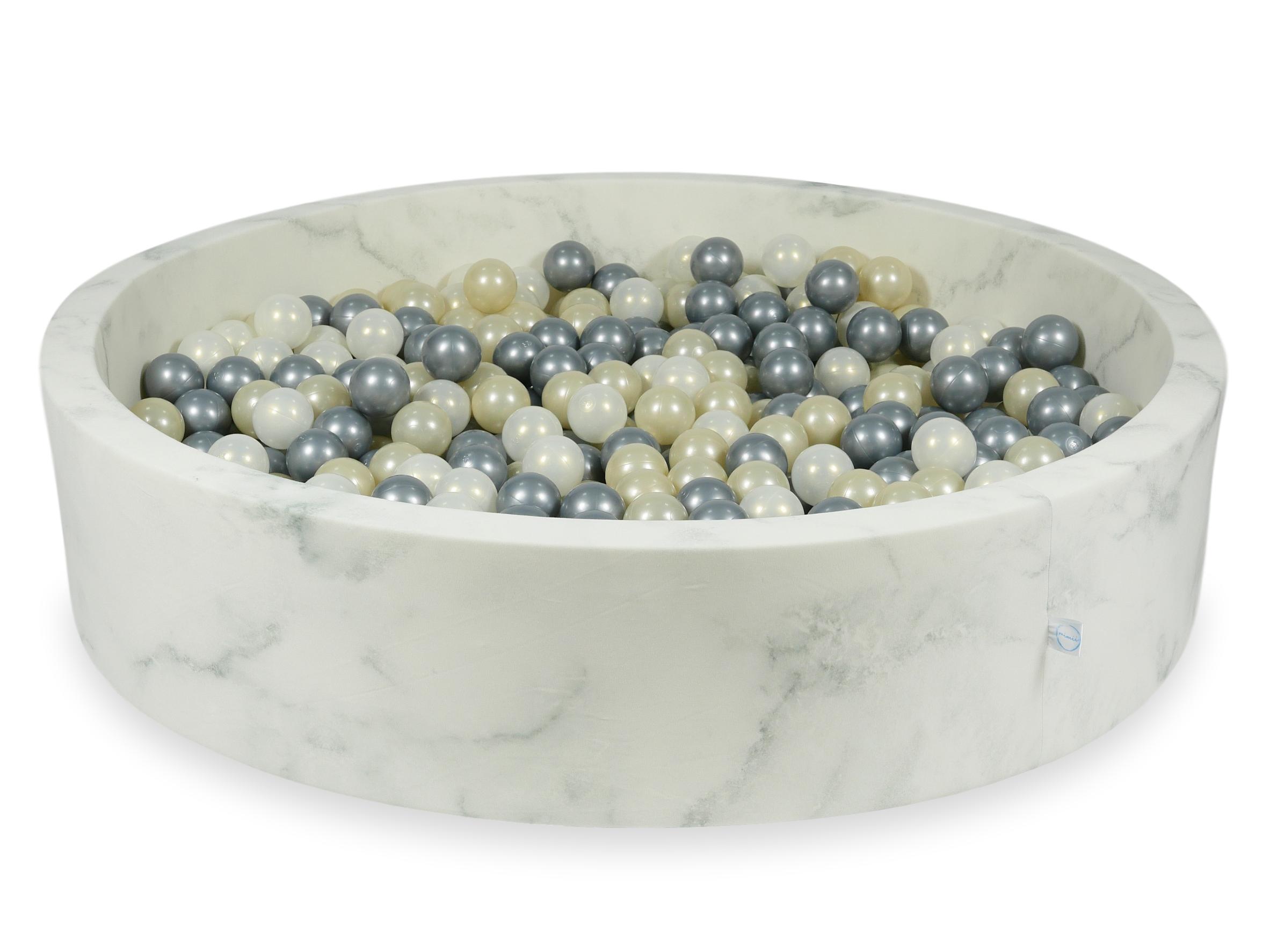Piscine à balles en velours Marble 130x30 cm avec 600 balles