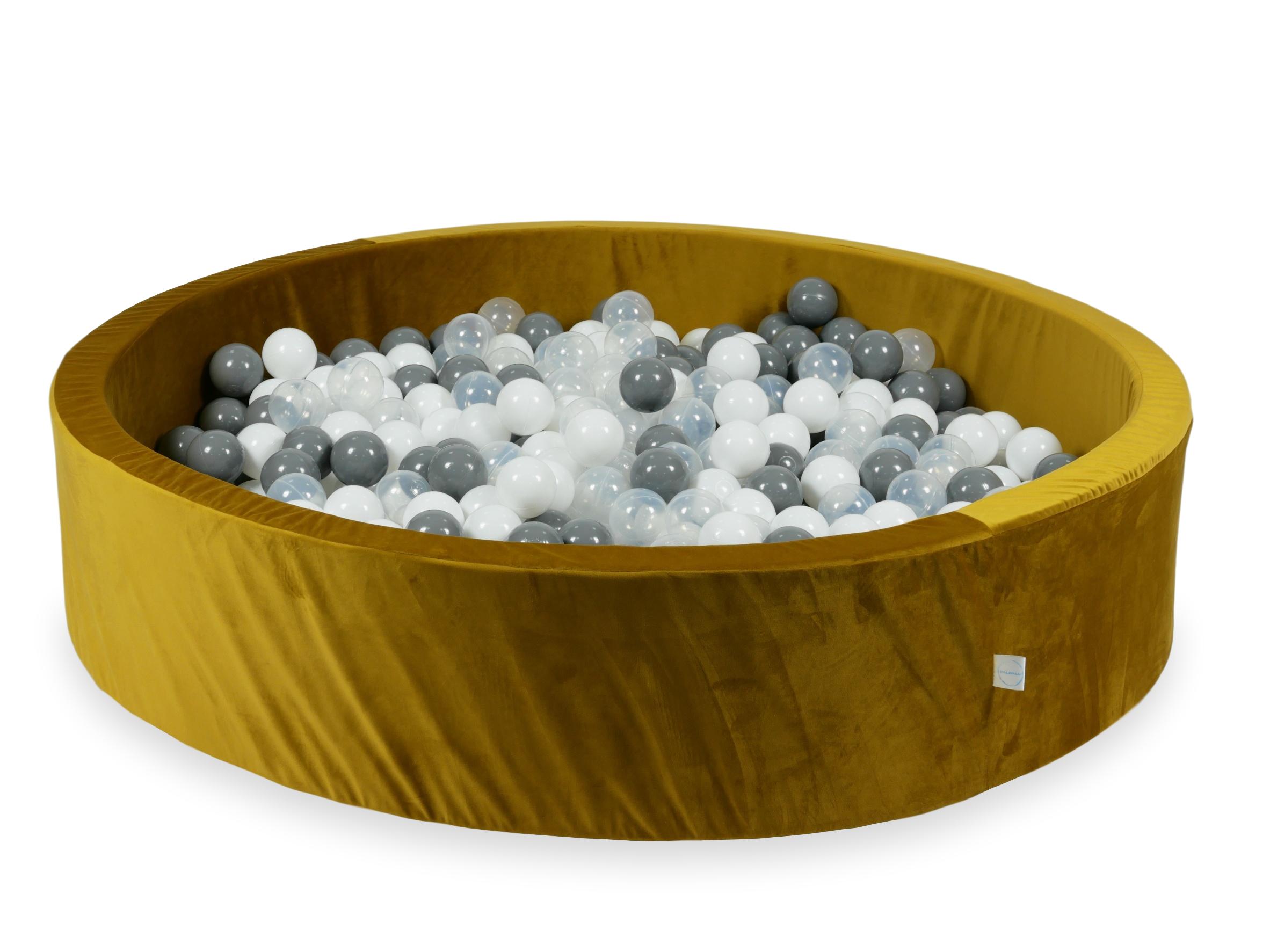 Piscine à balles en velours velvet dore 130x30 cm avec 600 balles