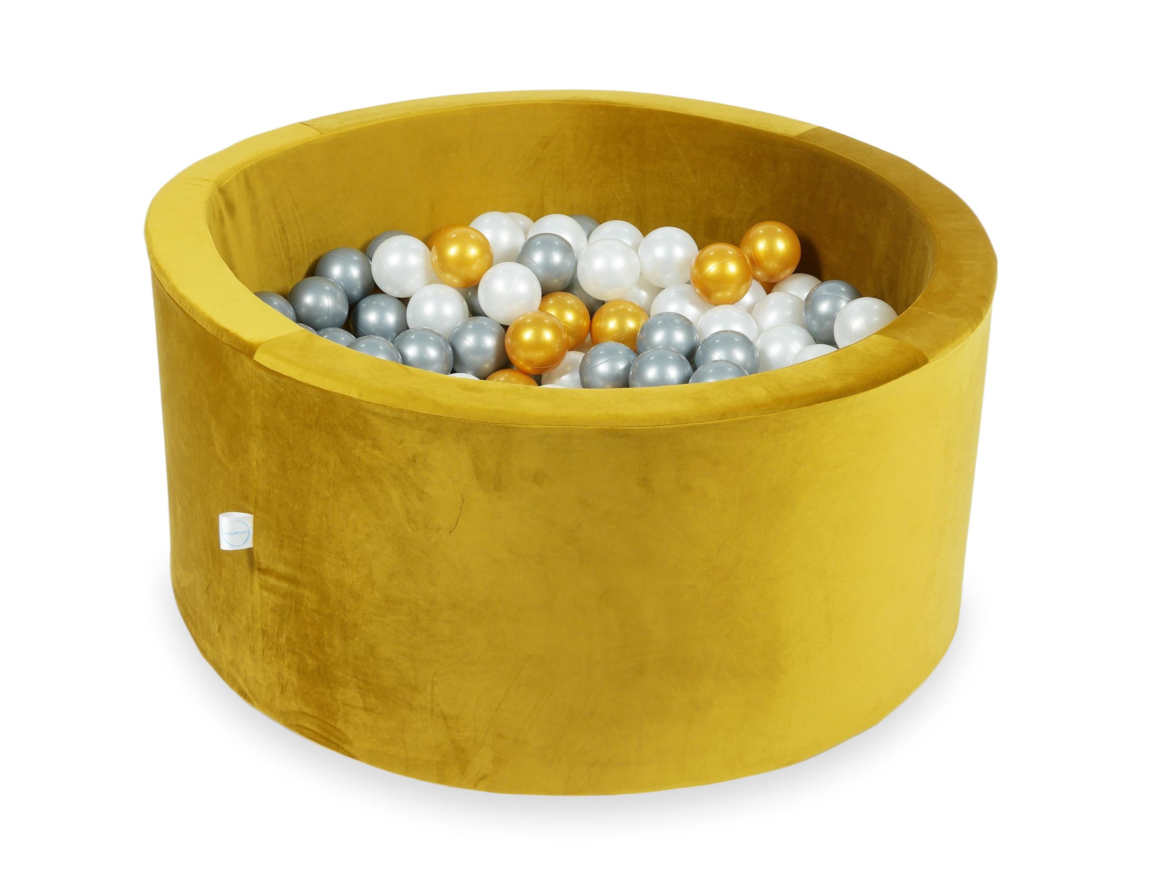 Piscine à balles en velours velvet dore 90x40 cm avec 300 balles