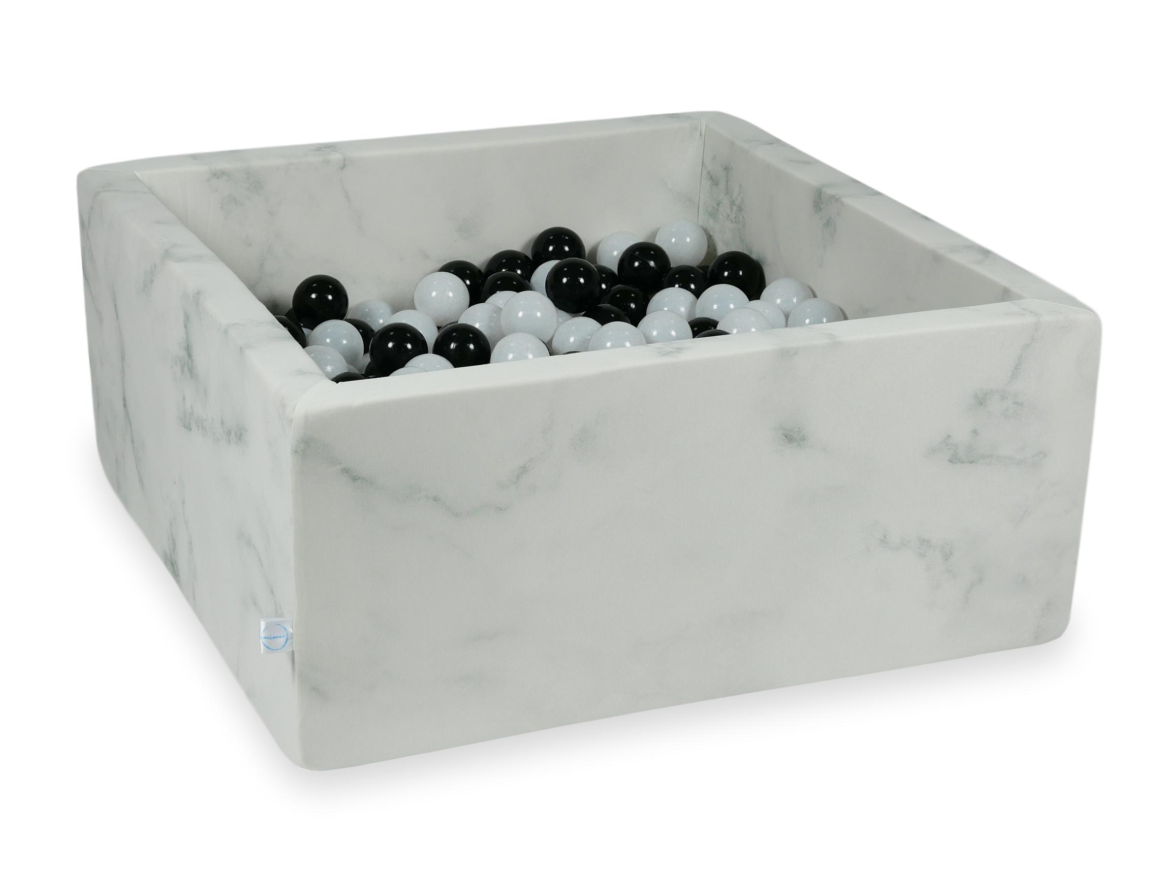Piscine à balles carrée 90x90x40 cm en velours Marble, 400 balles