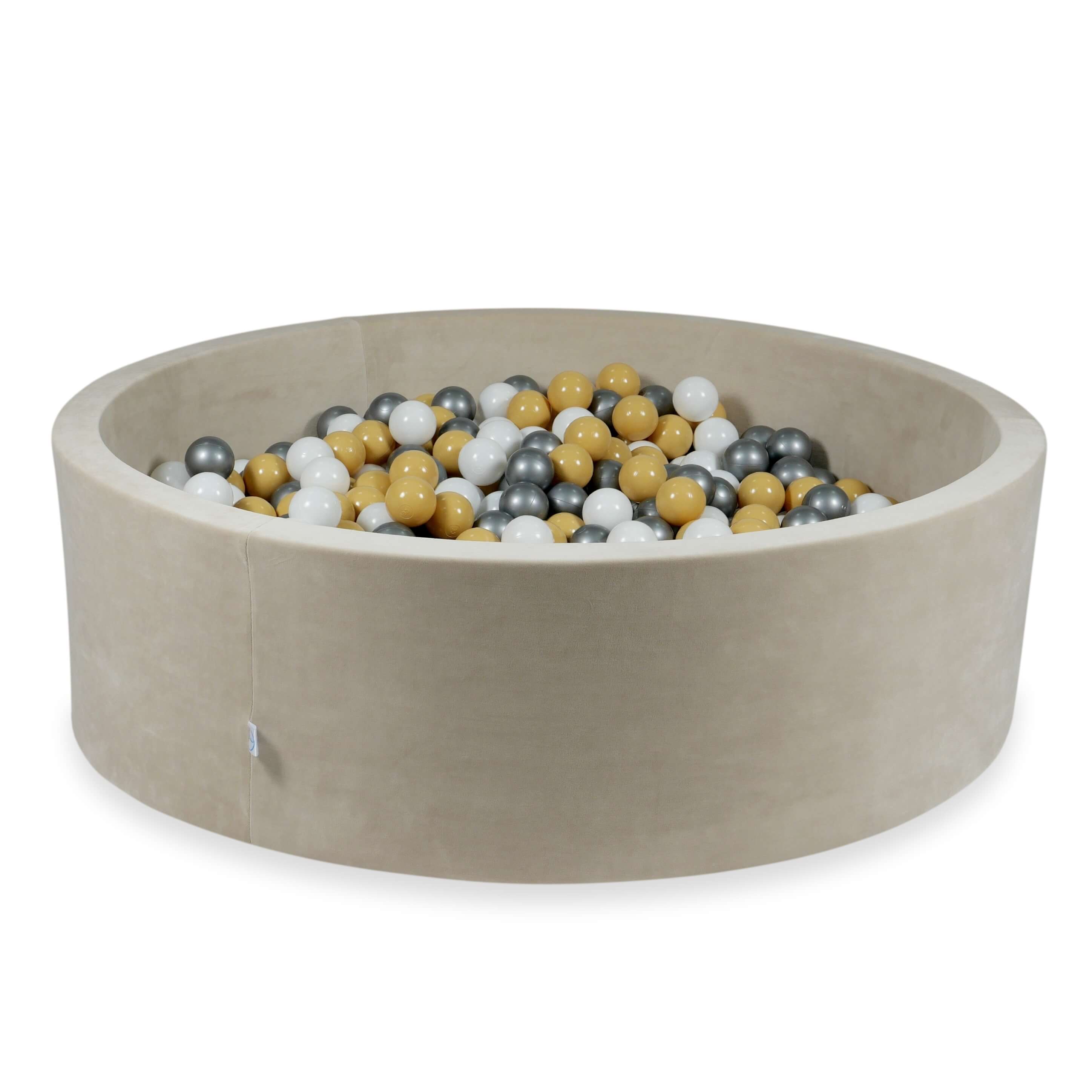 Piscine à balles en velvet soft beige 130x40 cm avec 700 balles
