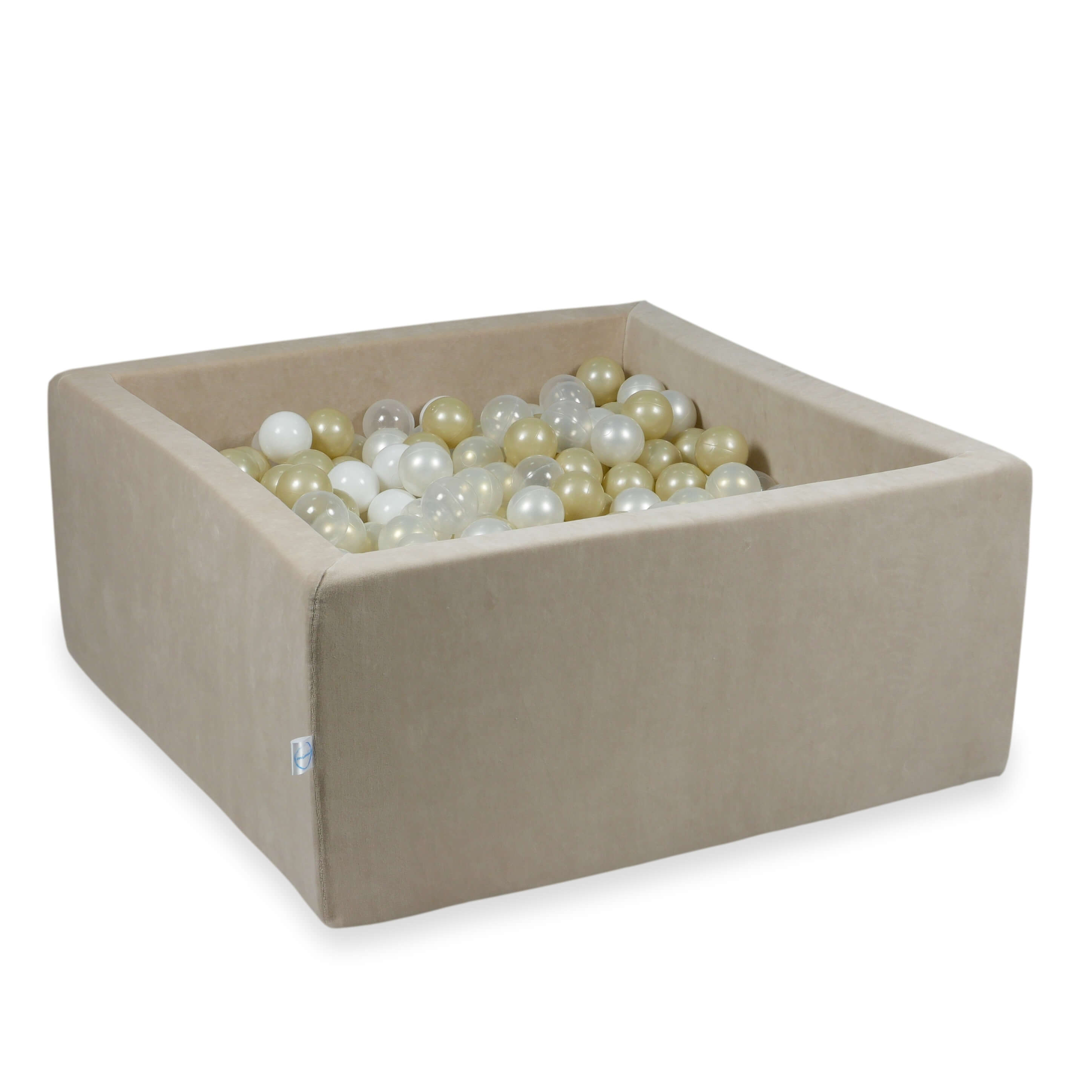 Piscine à balles carrée 90x90x40 cm en velvet soft Beige, 400 balles