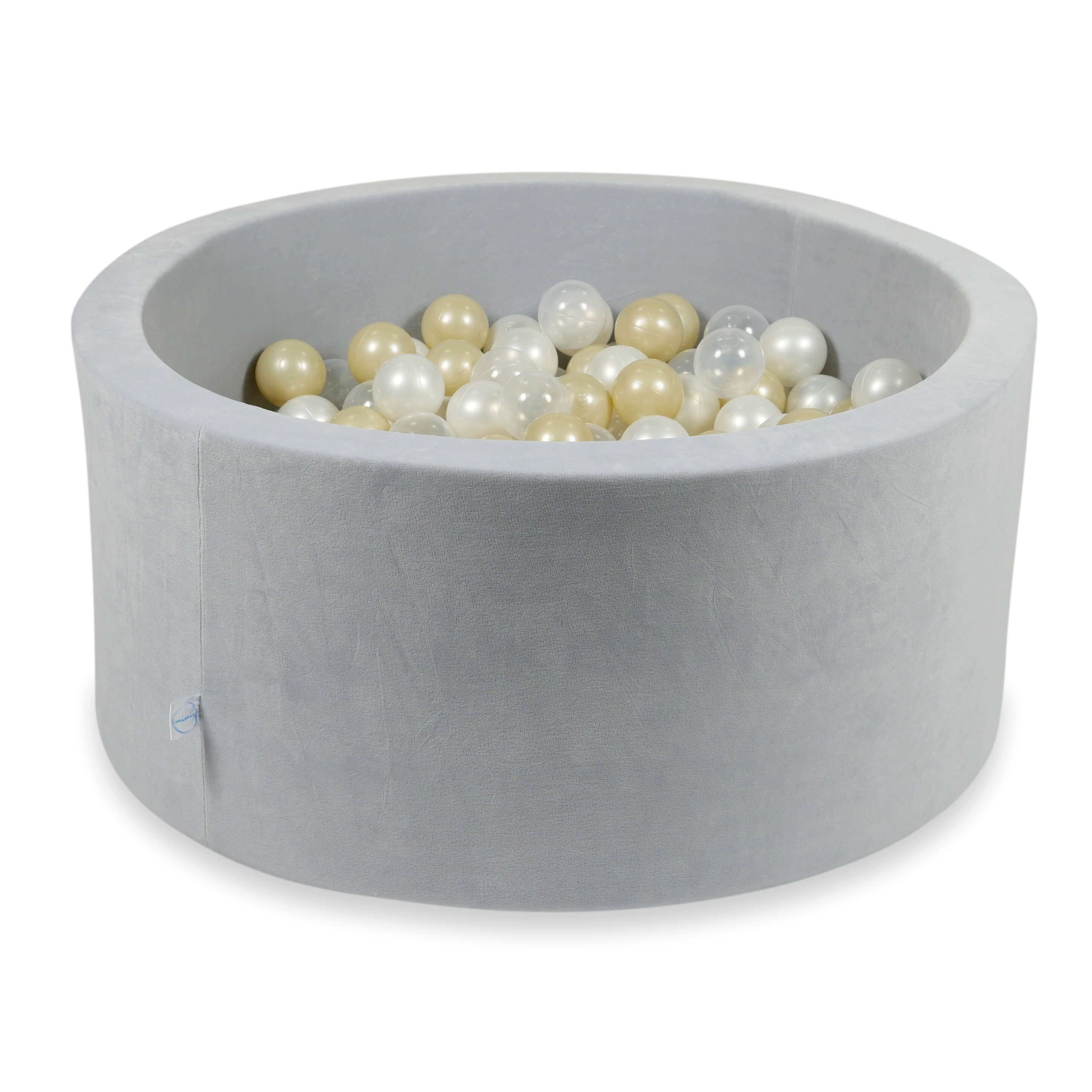 Piscine à balles en velours velvet soft gris clair 90x40 cm avec 300 balles