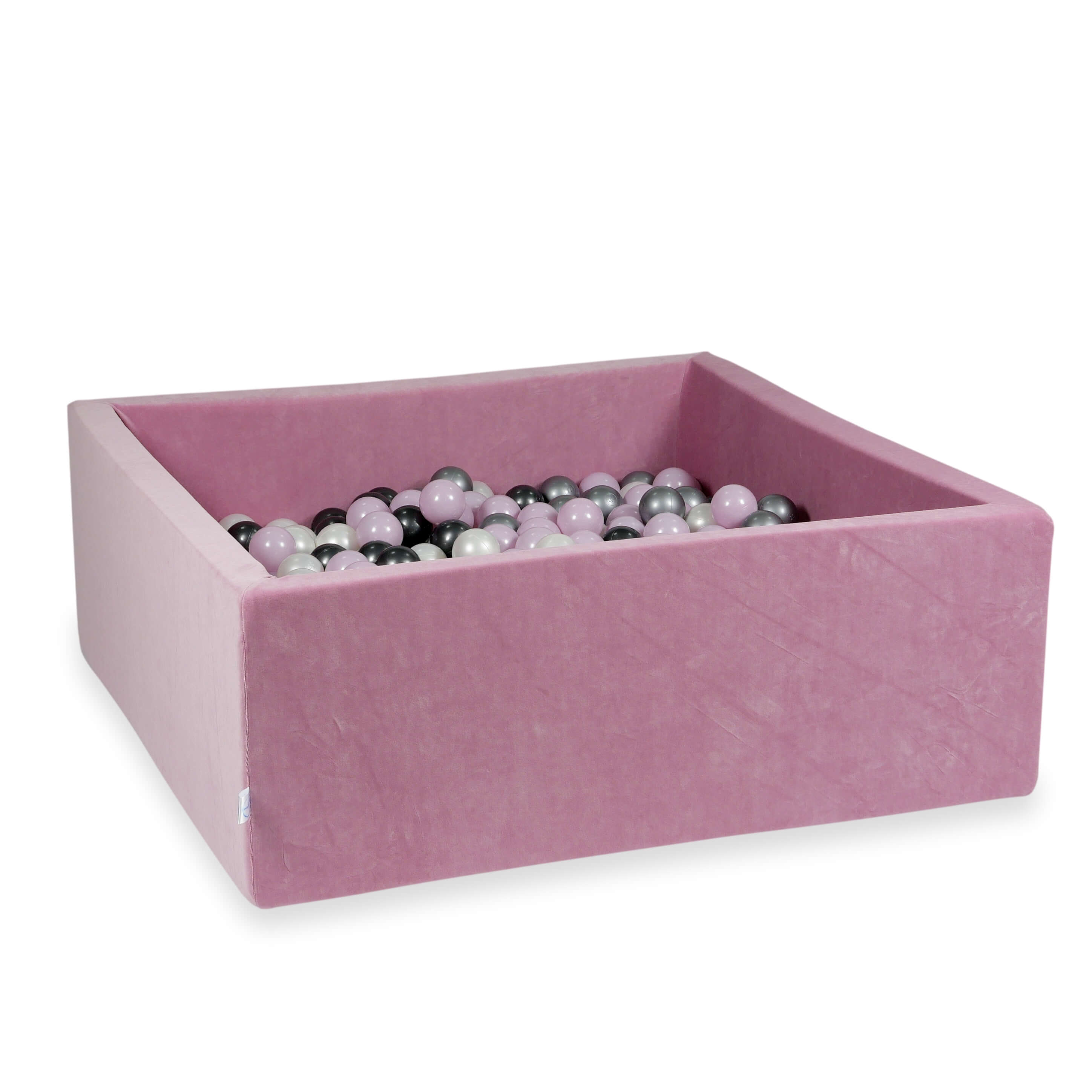 Piscine à balles carrée 110x110x40 cm en velvet soft Rose, 600 balles