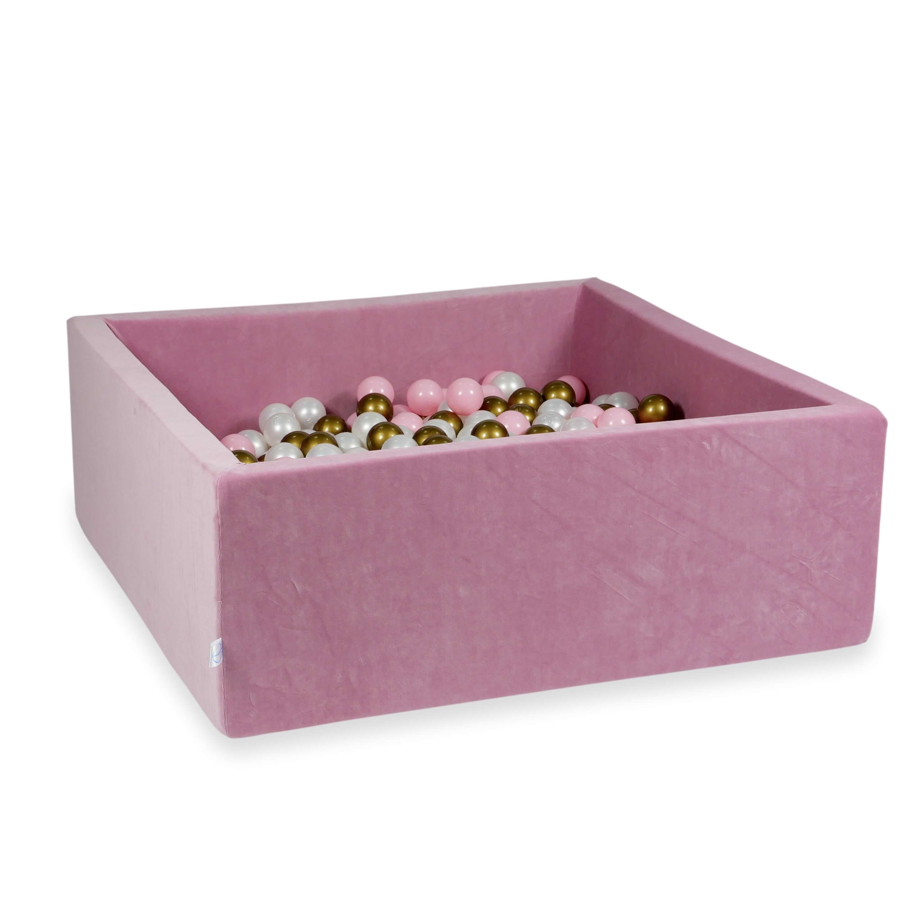 Piscine à balles carrée 110x110x40 cm en velvet soft Rose, 600 balles