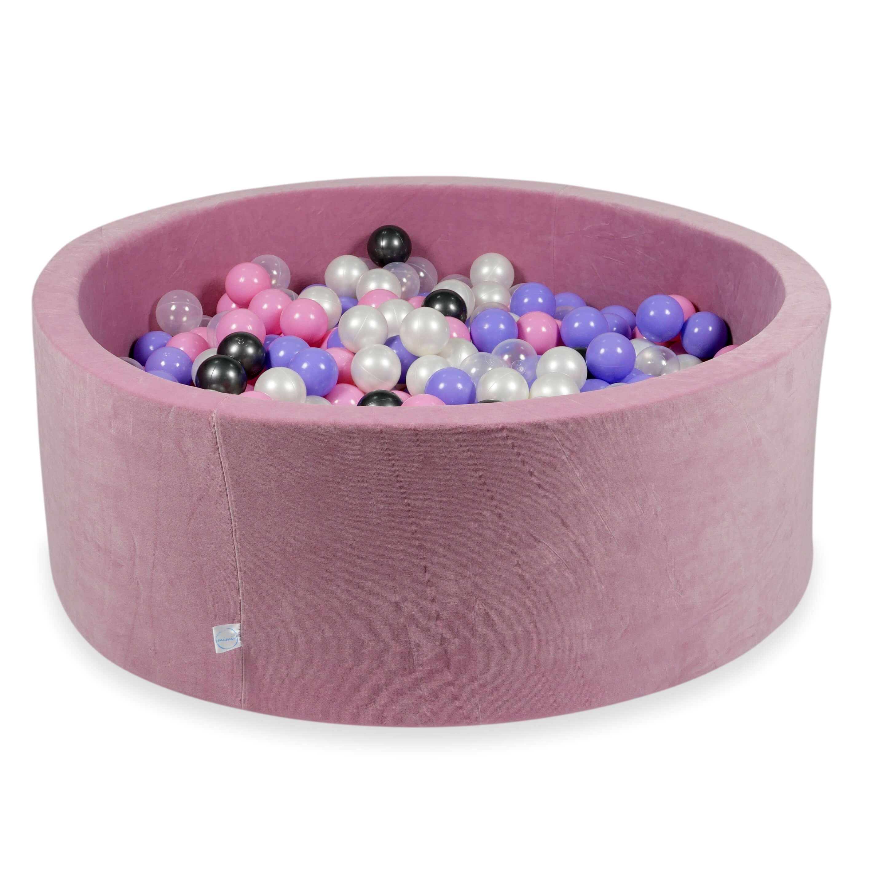 Piscine à balles en velours velvet soft rose 110x40 cm avec 500balles