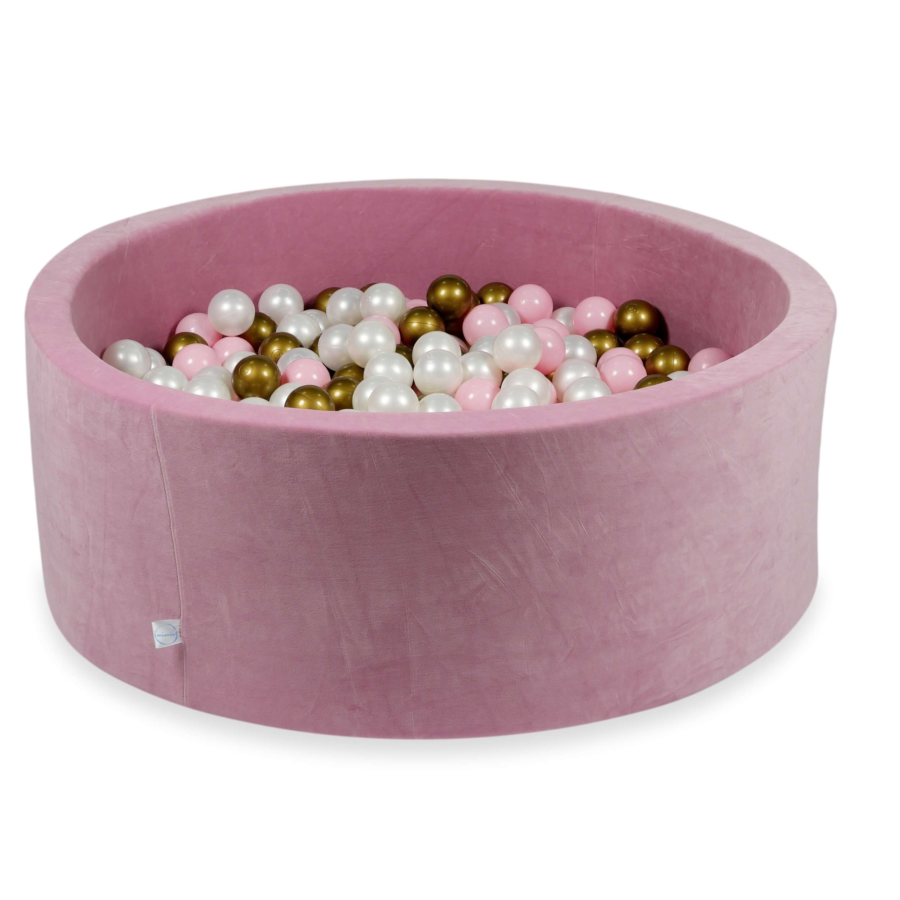 Piscine à balles en velours velvet soft rose 110x40 cm avec 500balles