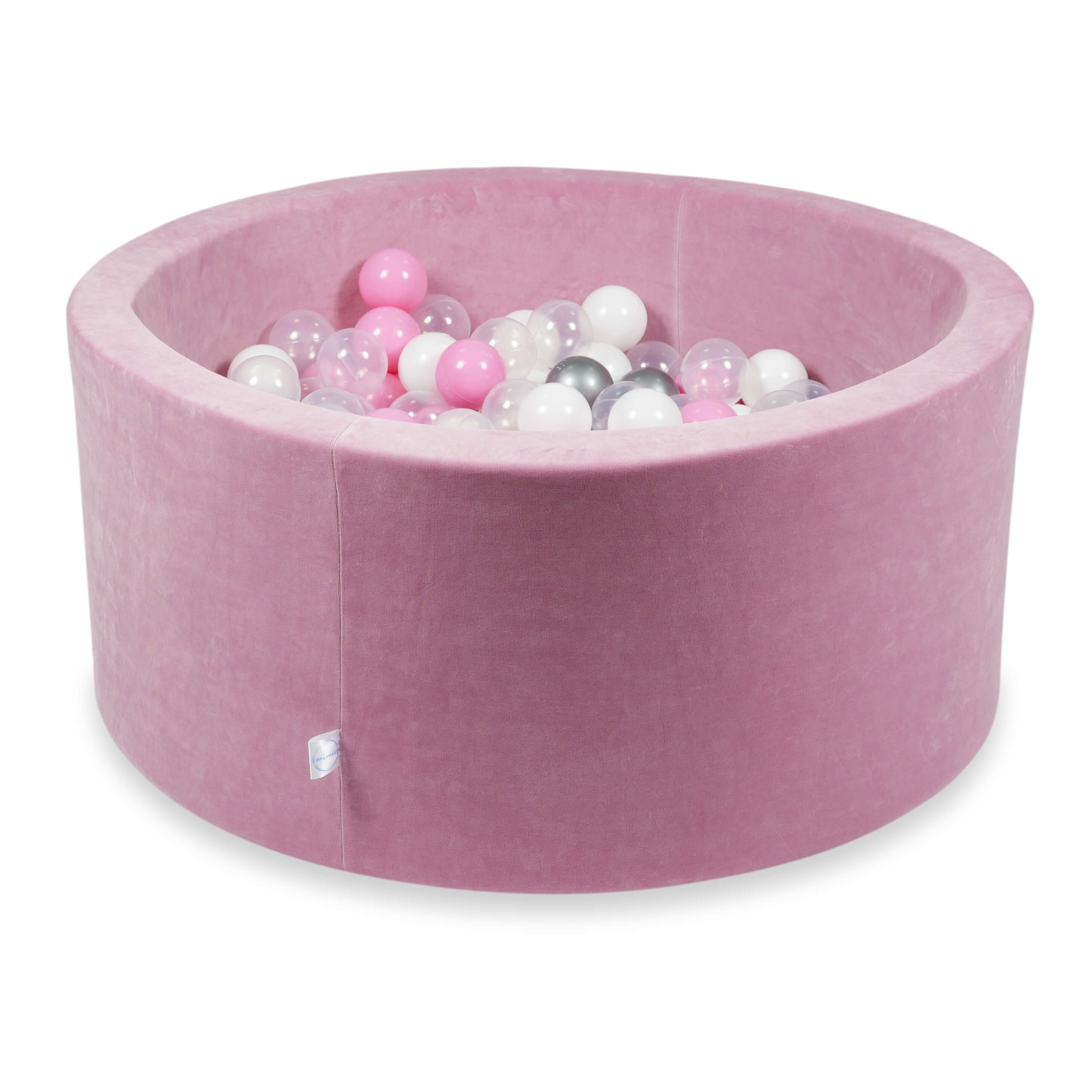 Piscine à balles en velours velvet soft rose 90x40 cm avec 300 balles