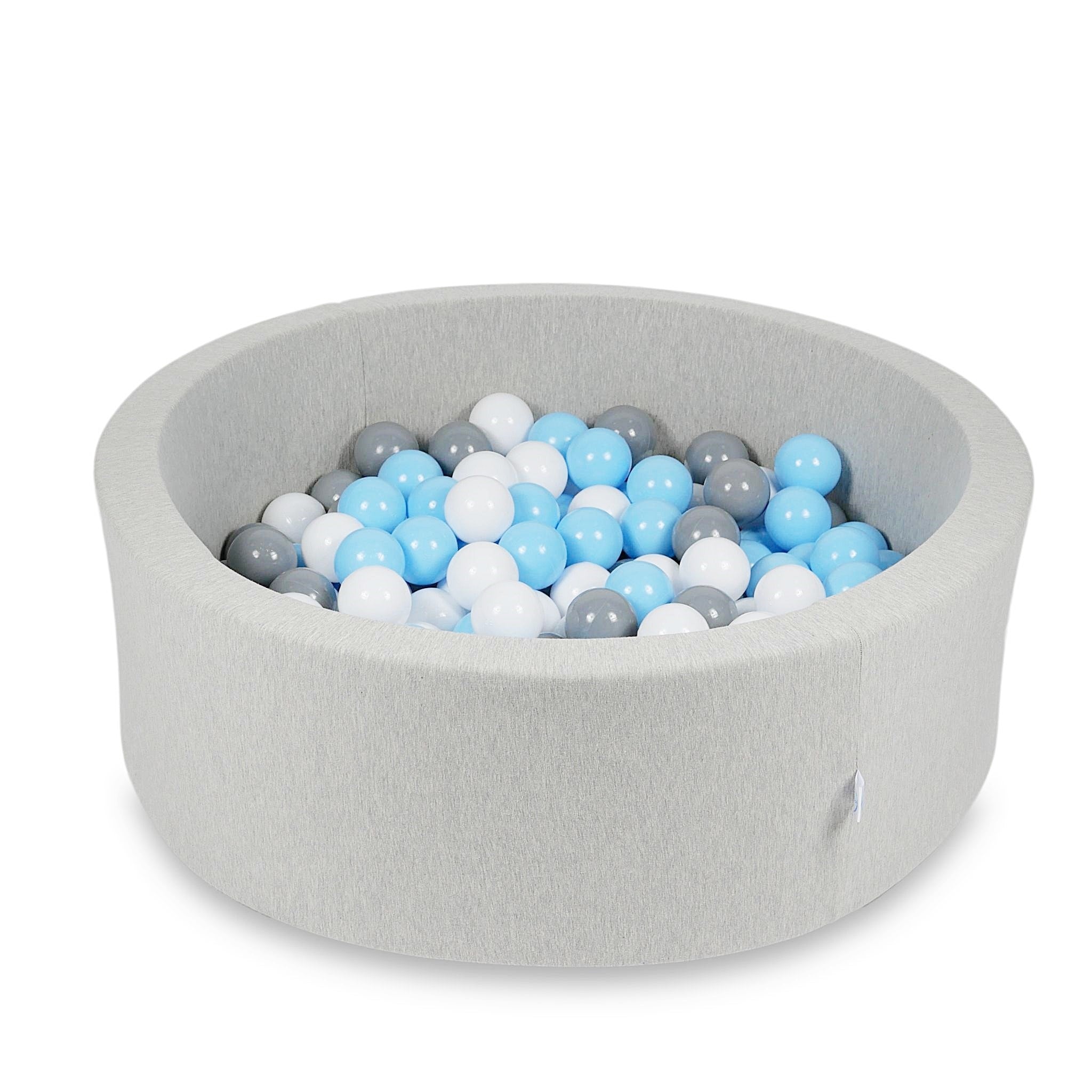 Schaumstoffspielbereich mit Hügel und hellgrauem Mini-Pool + 100 Bälle (hellgold, perlmuttfarben, silber, transparent)