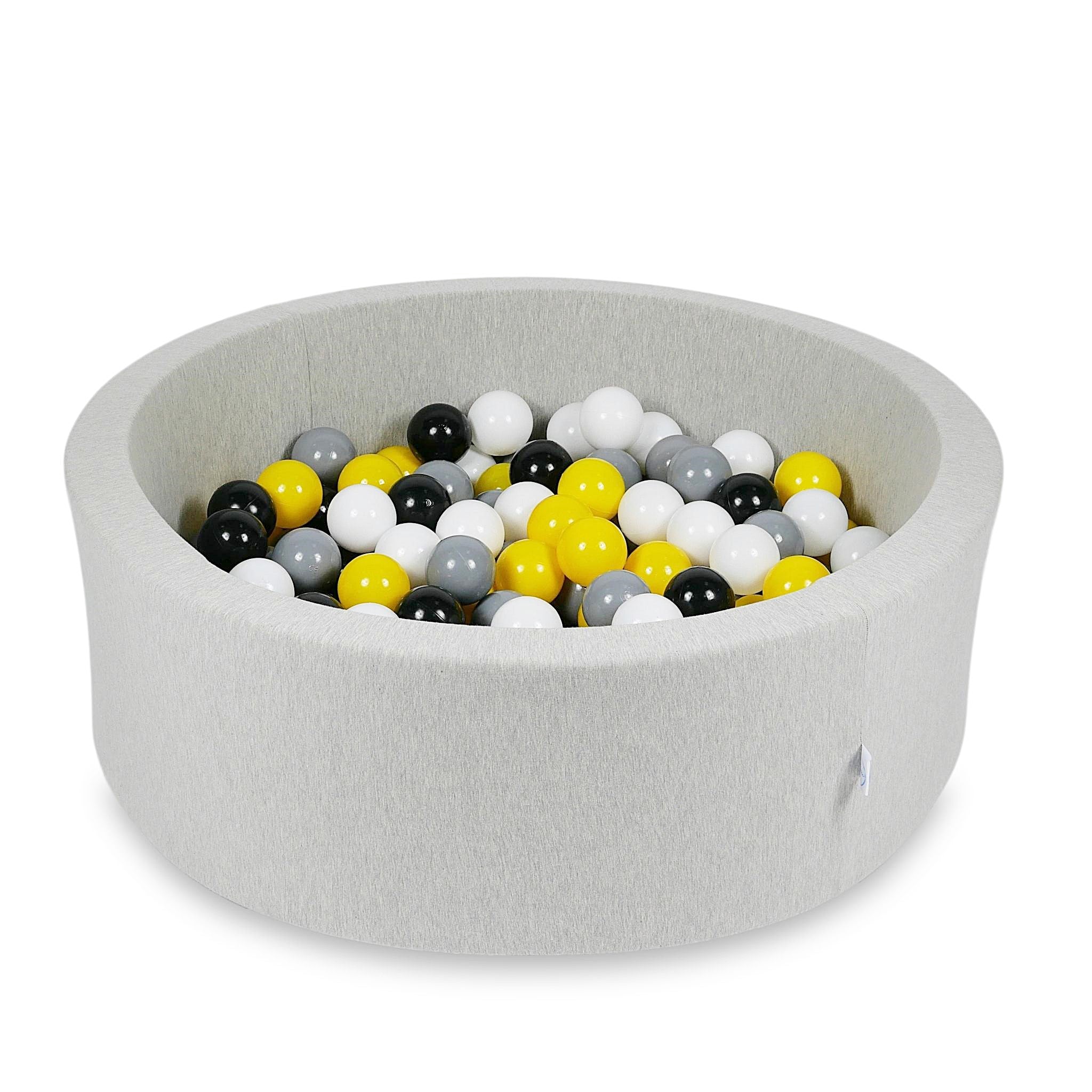 Schaumstoffspielbereich mit Hügel und hellgrauem Mini-Pool + 100 Bälle (hellgold, perlmuttfarben, silber, transparent)