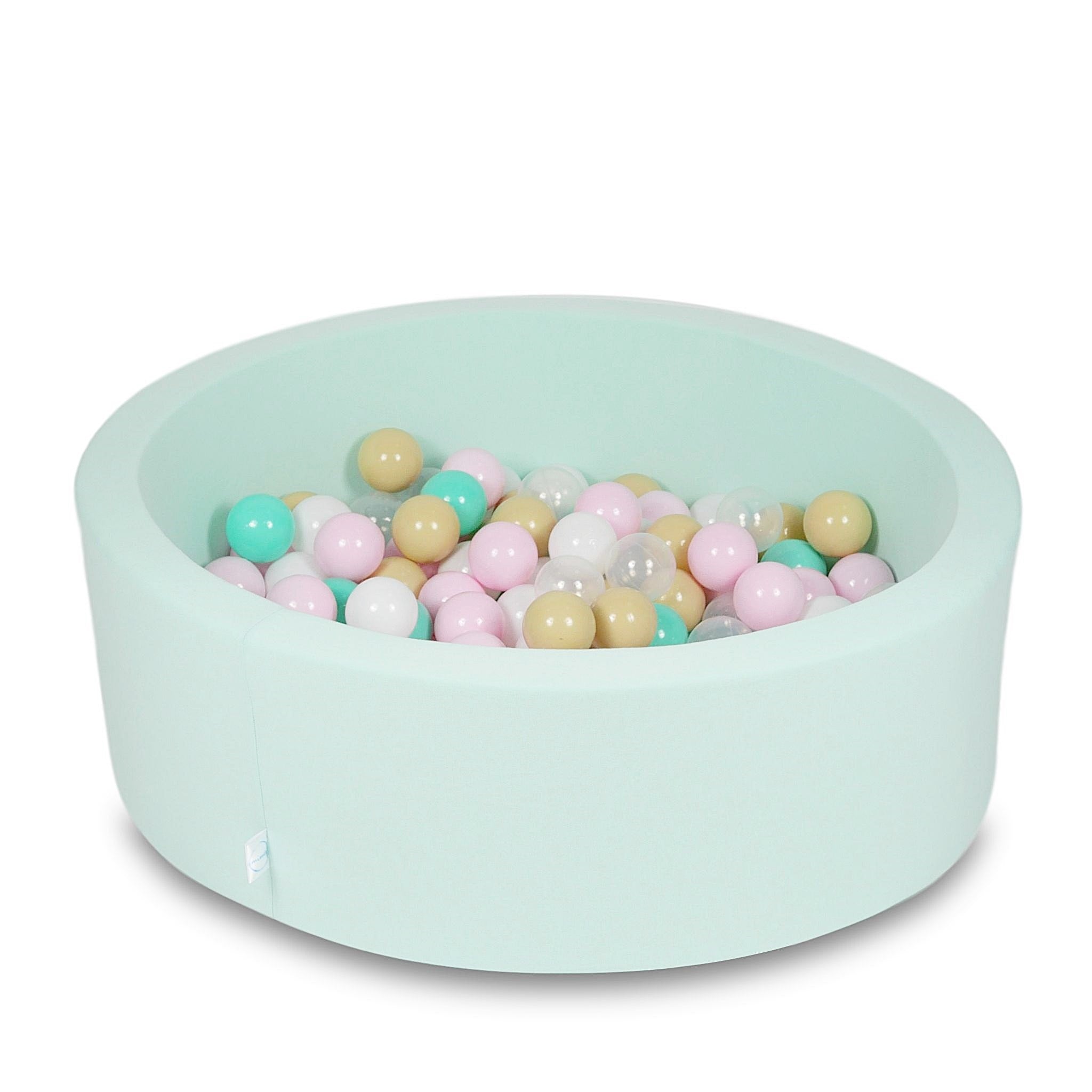 Schaumstoffspielbereich mit rundem, lilafarbenem Pool (90 x 30 cm) + 5 Spielelementen + 200 Bällen