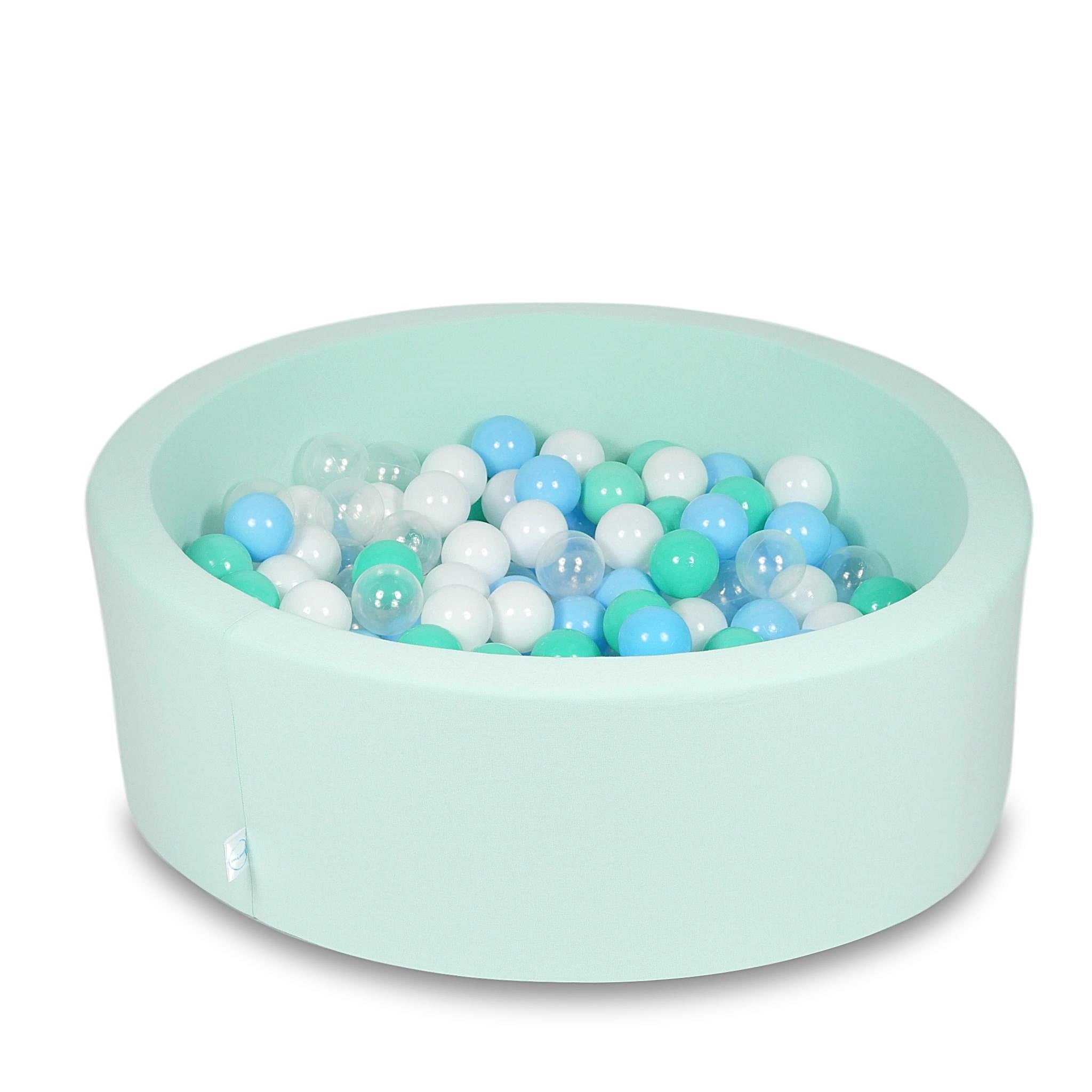 Schaumstoffspielbereich mit rundem, lilafarbenem Pool (90 x 30 cm) + 5 Spielelementen + 200 Bällen