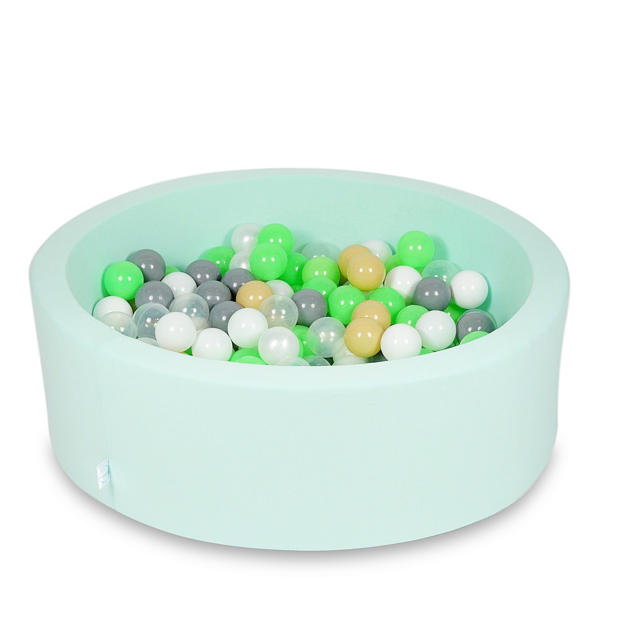 Schaumstoffspielbereich mit rundem, lilafarbenem Pool (90 x 30 cm) + 5 Spielelementen + 200 Bällen