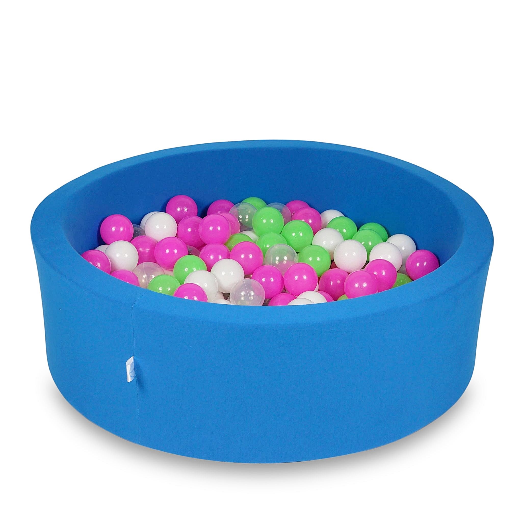 Schaumstoffspielbereich mit rundem, lilafarbenem Pool (90 x 30 cm) + 5 Spielelementen + 200 Bällen