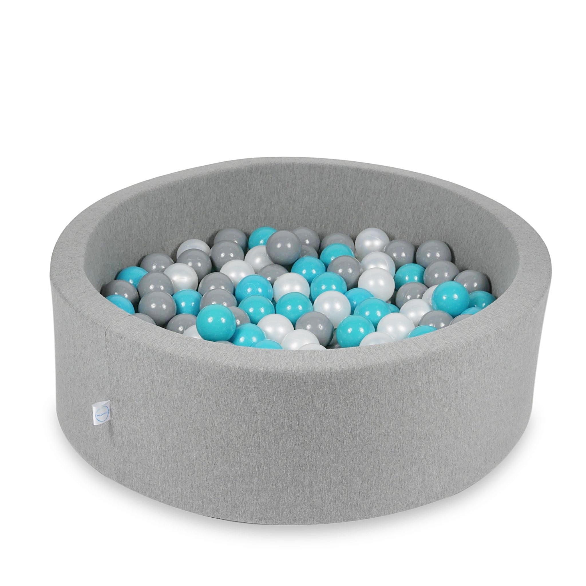 Schaumstoffspielbereich mit Hügel und kleinem grauen Pool + 100 Bälle (metallic türkis, türkis, grau, weiß)