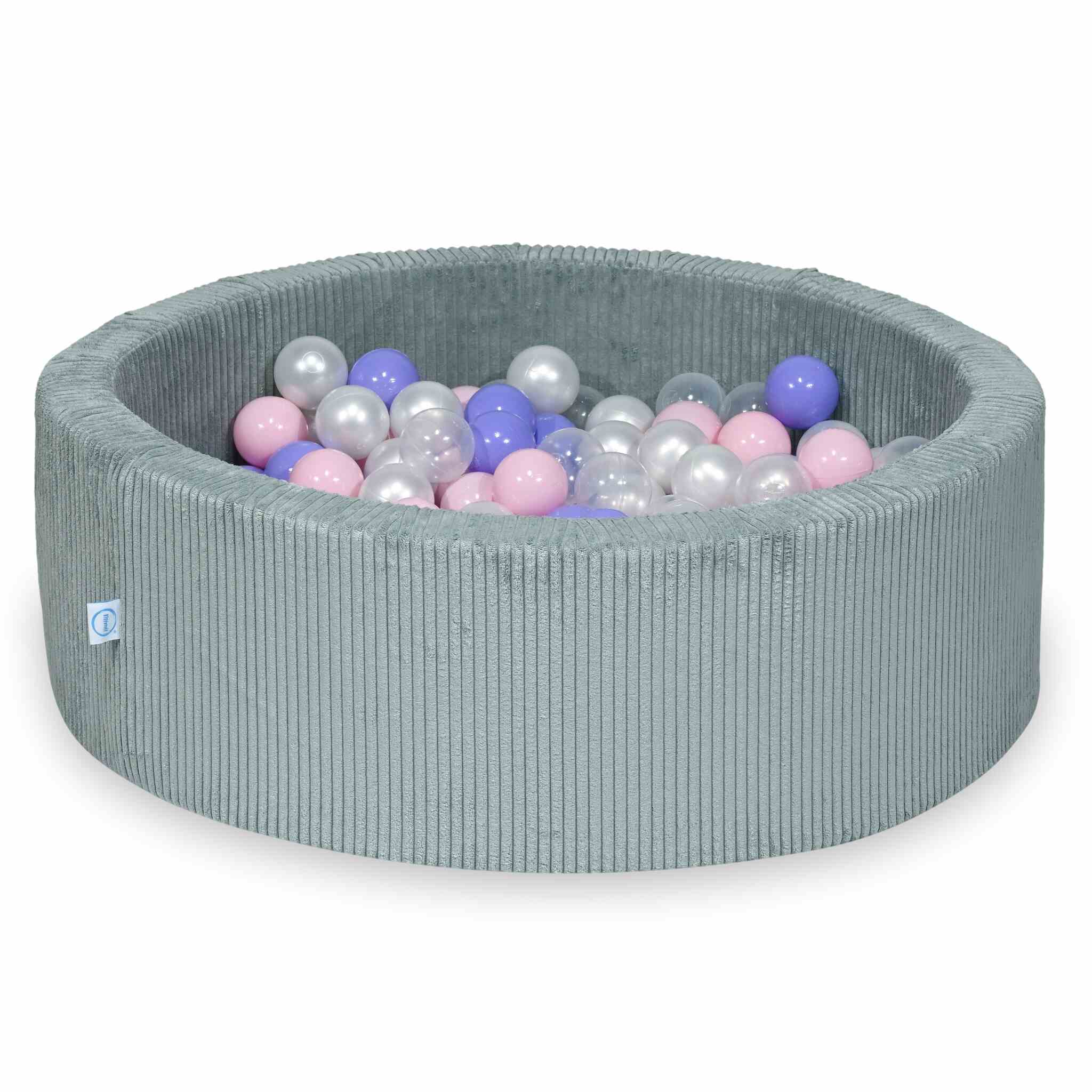 Schaumstoff-Spielbereich mit rundem, geriffeltem, hellmintfarbenem Pool (90 x 30 cm) + 5 Elementen + 200 Bällen