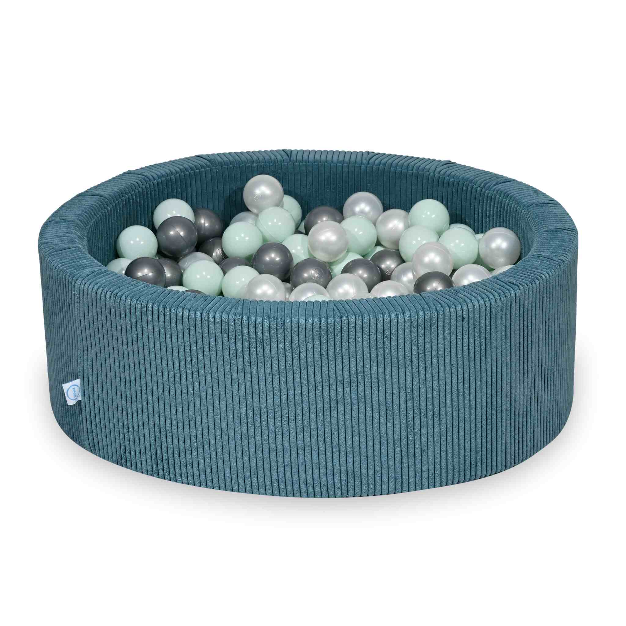 Schaumstoffspielbereich mit rundem, 90x30 cm großem, blau geripptem Pool + 5 Elementen + 200 Bällen