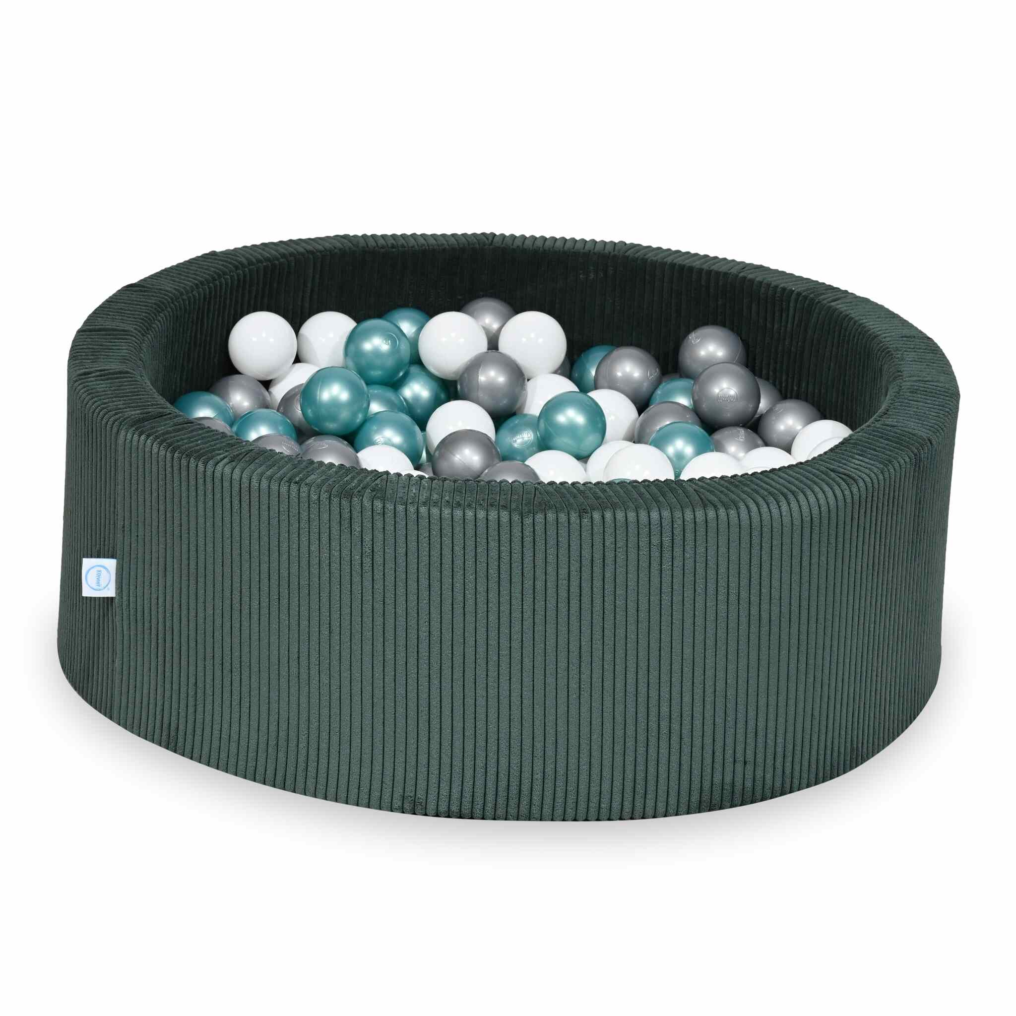 Schaumstoffspielbereich mit rundem, 90x30 cm großem, grün geripptem Pool + 5 Elementen + 200 Bällen