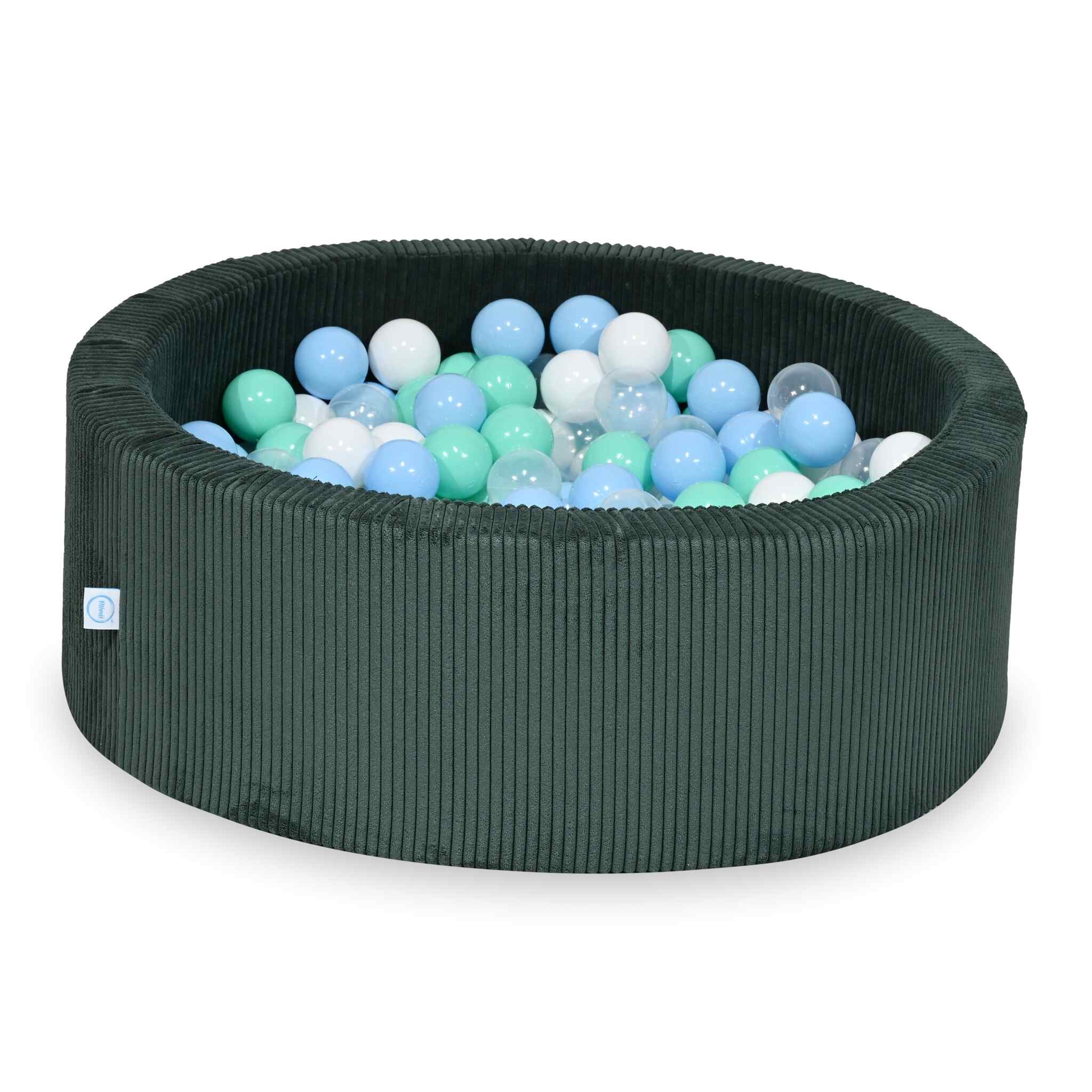 Schaumstoffspielbereich mit rundem, 90x30 cm großem, grün geripptem Pool + 5 Elementen + 200 Bällen