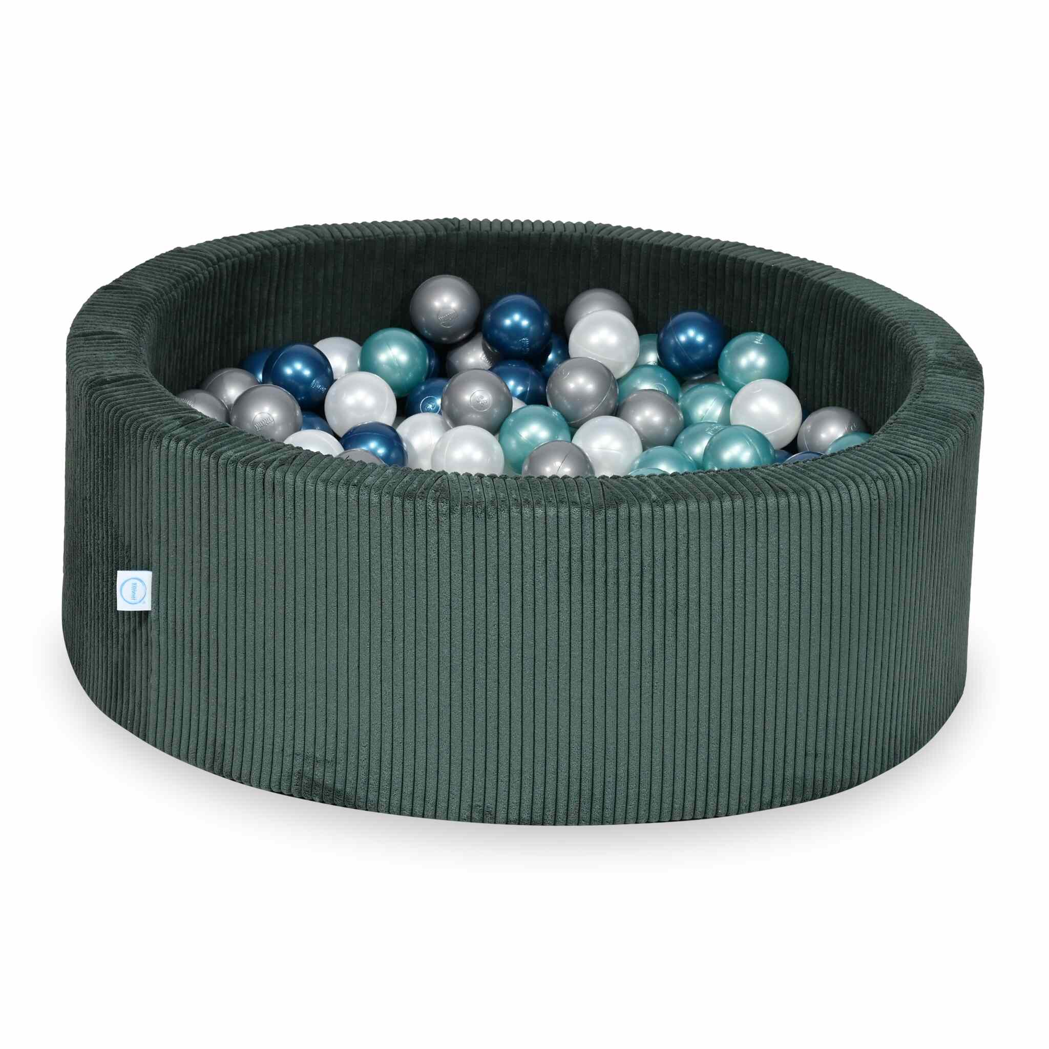 Schaumstoffspielbereich mit rundem, 90x30 cm großem, grün geripptem Pool + 5 Elementen + 200 Bällen