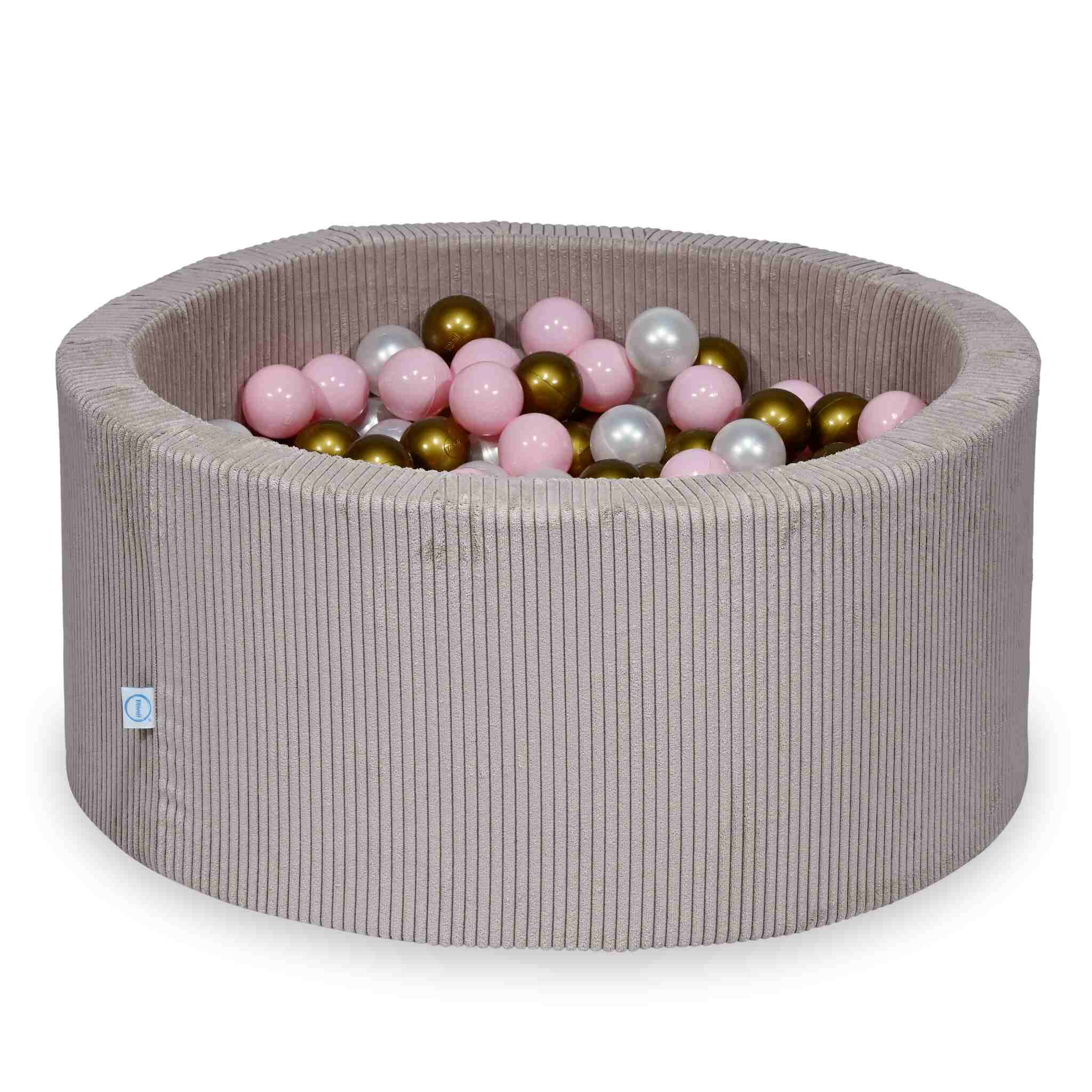 Piscine à balles en velours côtelé rose clair 90x40 cm avec 300 balles
