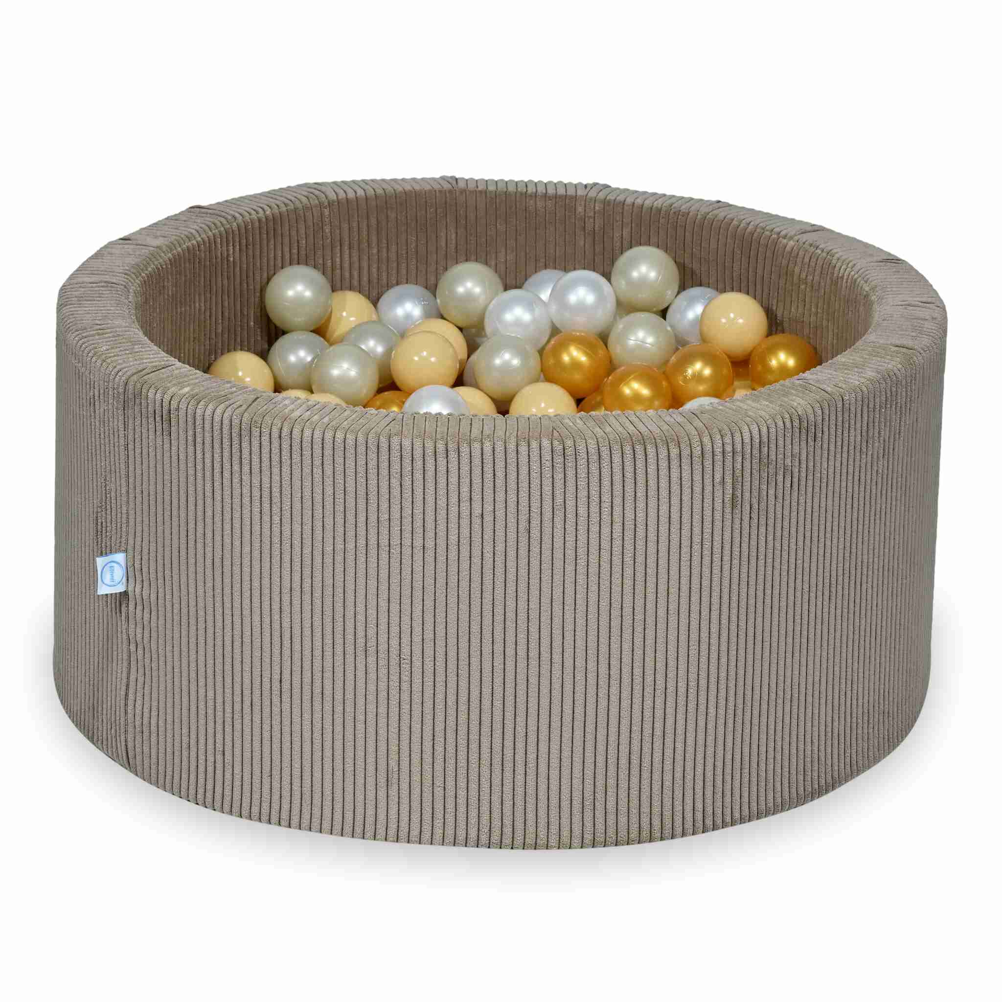 Piscine à balles en velours côtelé Toffee 90x40 cm avec 300 balles
