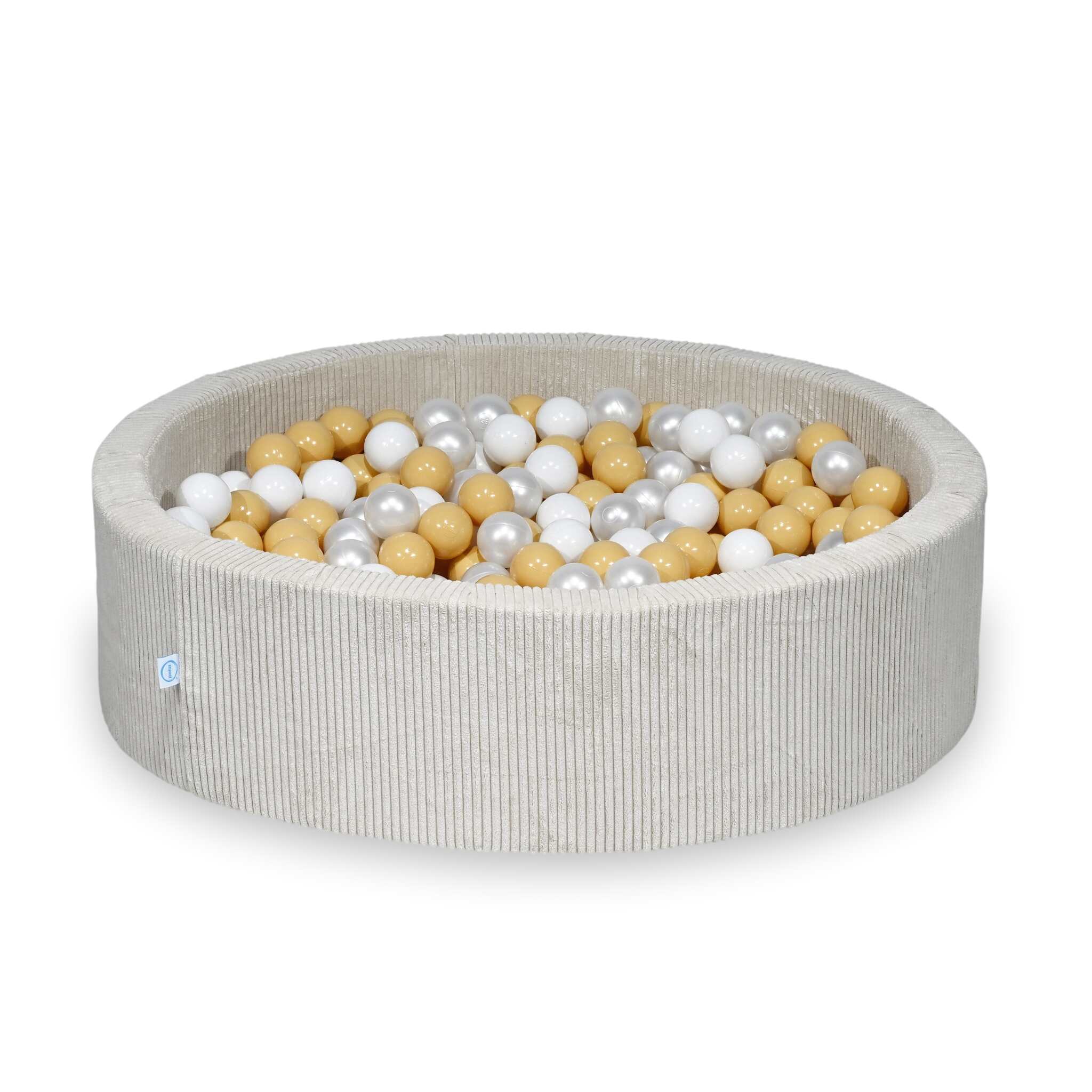 Piscine à balles en velours côtelé beige 110x30 cm avec 400 balles