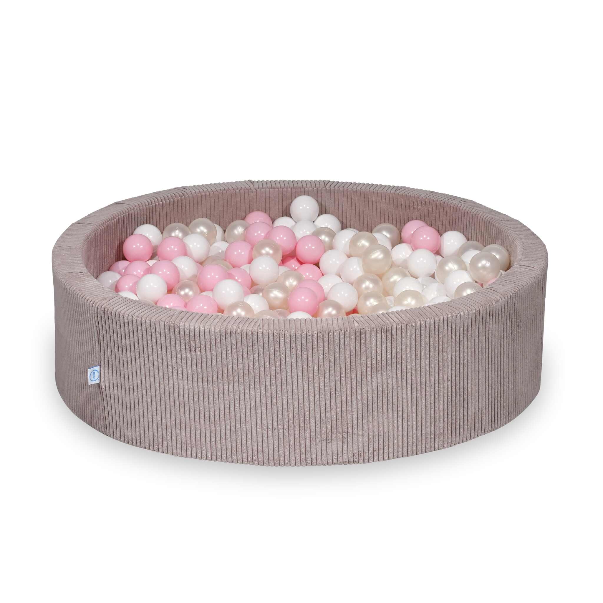Piscine à balles en velours côtelé côtelé rose clair 110x30 cm avec 400 balles