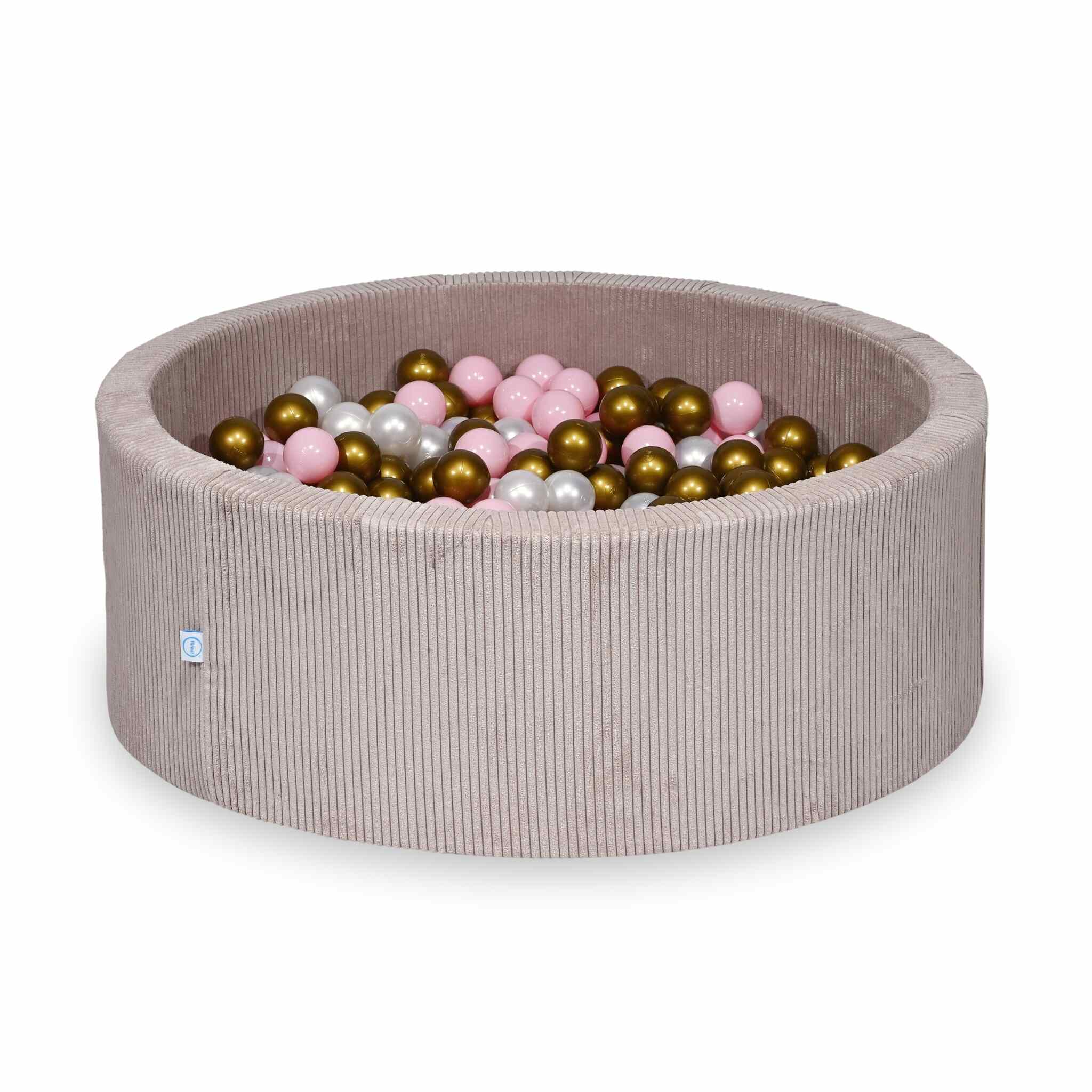 Piscine à balles en velours côtelé côtelé rose clair 110x40 cm avec 500balles