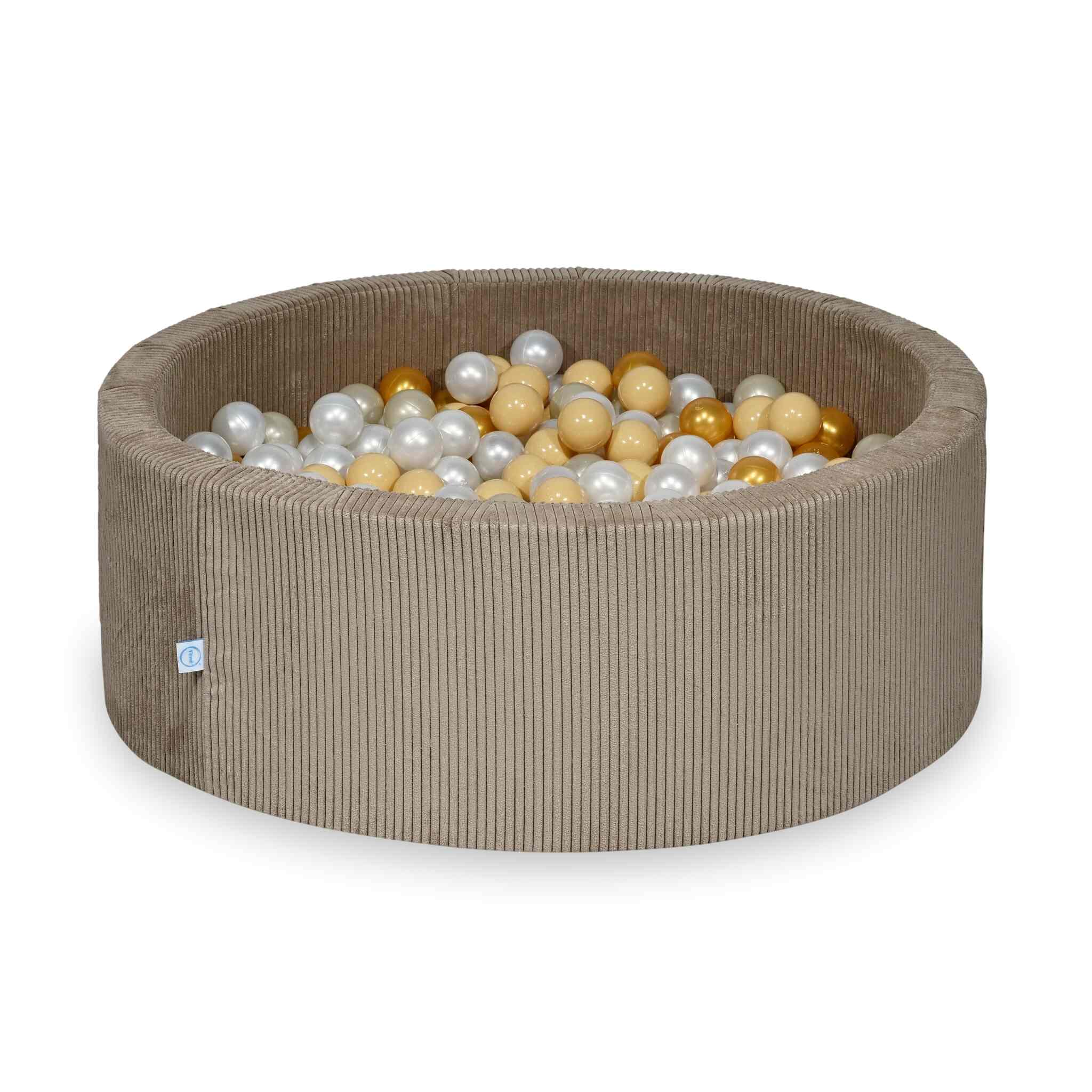 Piscine à balles en velours côtelé Toffee 110x40 cm avec 500balles