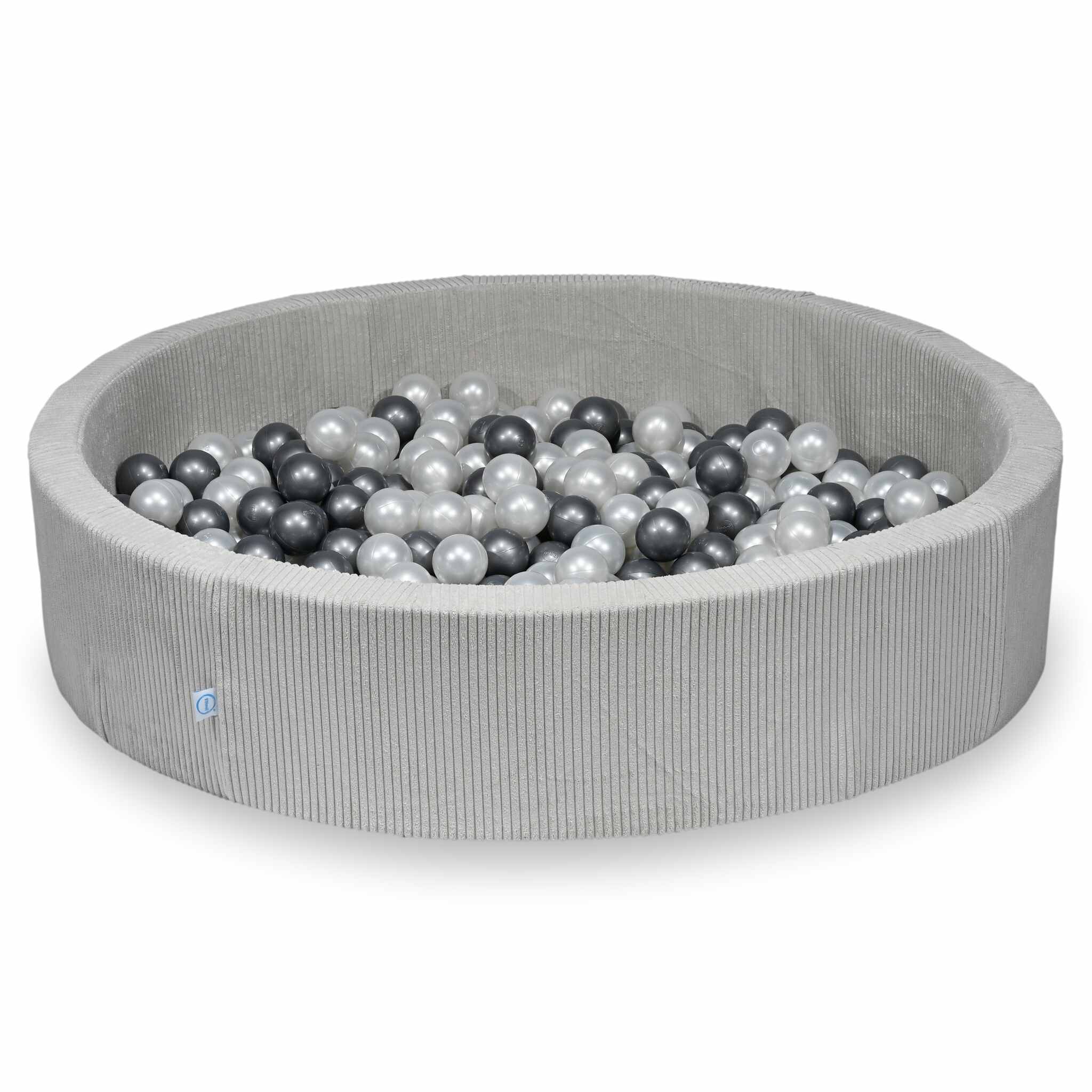 Piscine à balles en velours côtelé Gris 130x30 cm avec 600 balles