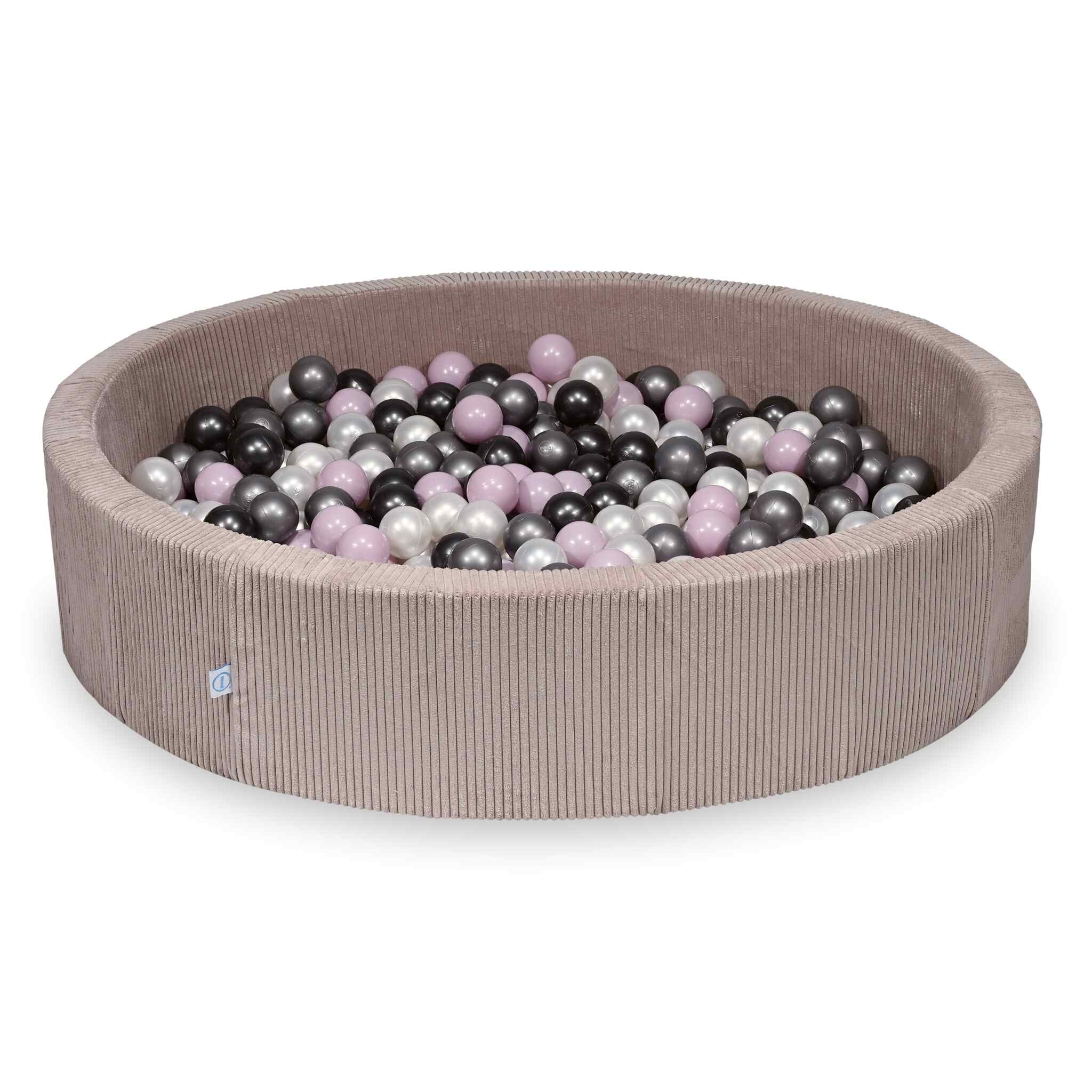 Piscine à balles en velours côtelé côtelé rose clair 130x30 cm avec 600 balles